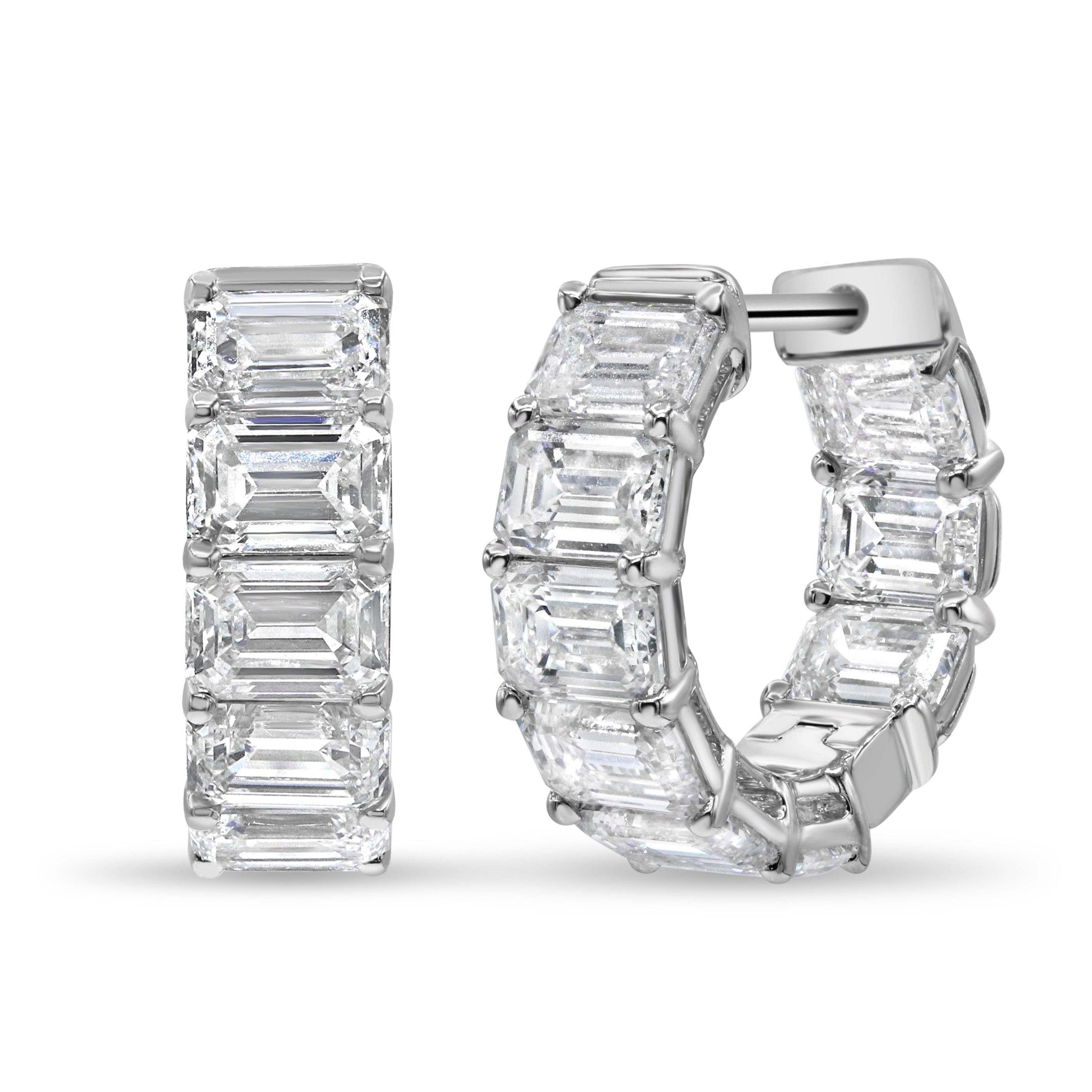 Lab Grown Emerald Cut Diamond Huggies