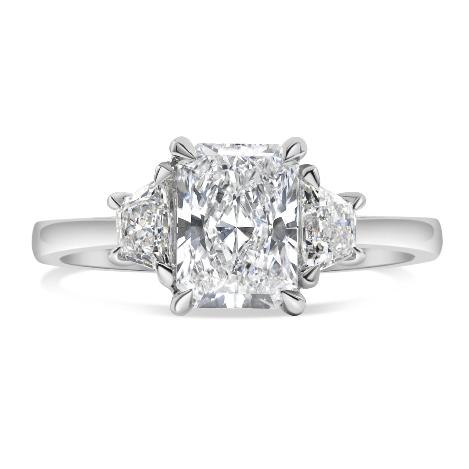Radiant and Trapezoid Three Stone Ring