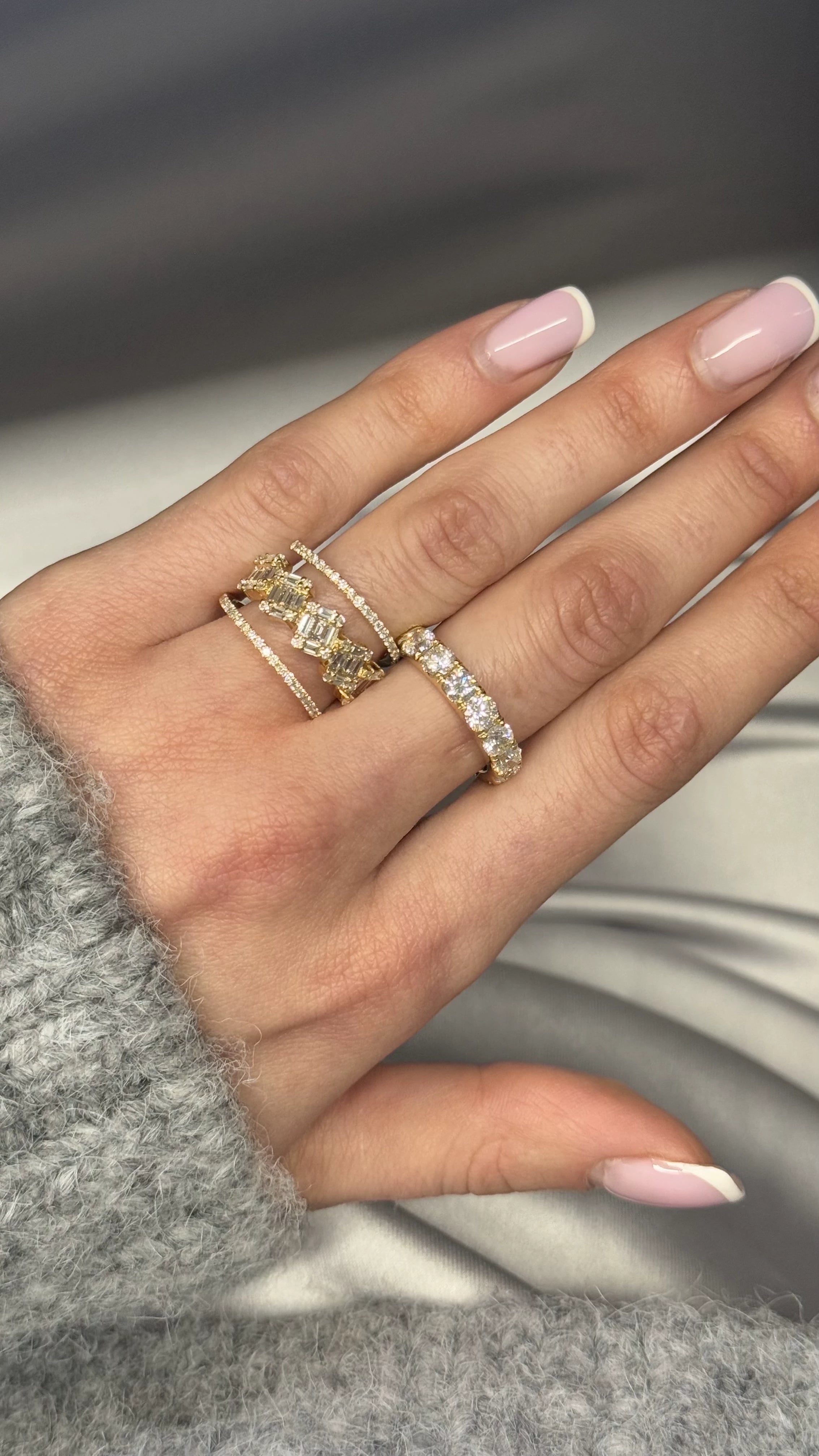 18K Style Stacked Diamond Ring