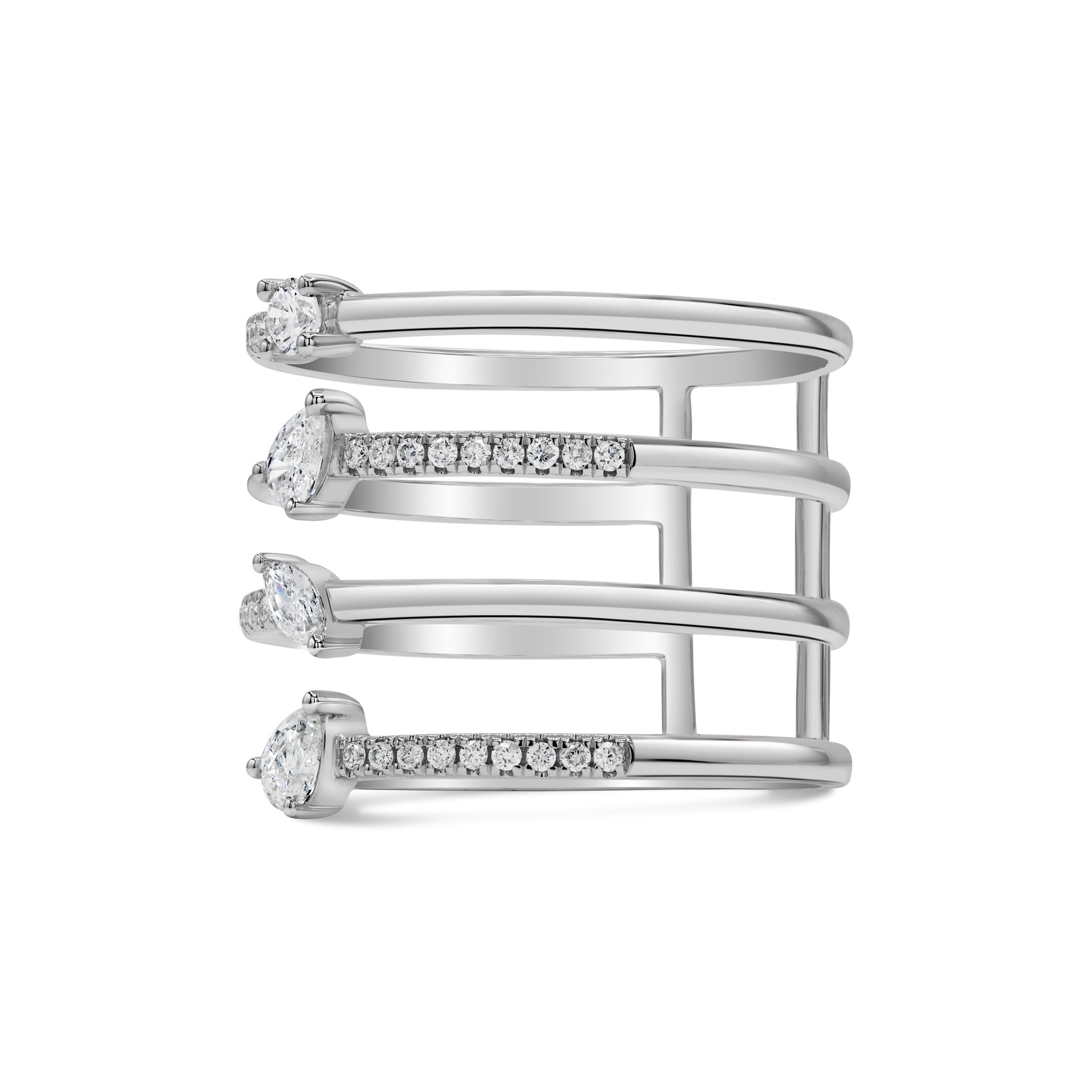 Multi-Shape Diamond Row Ring
