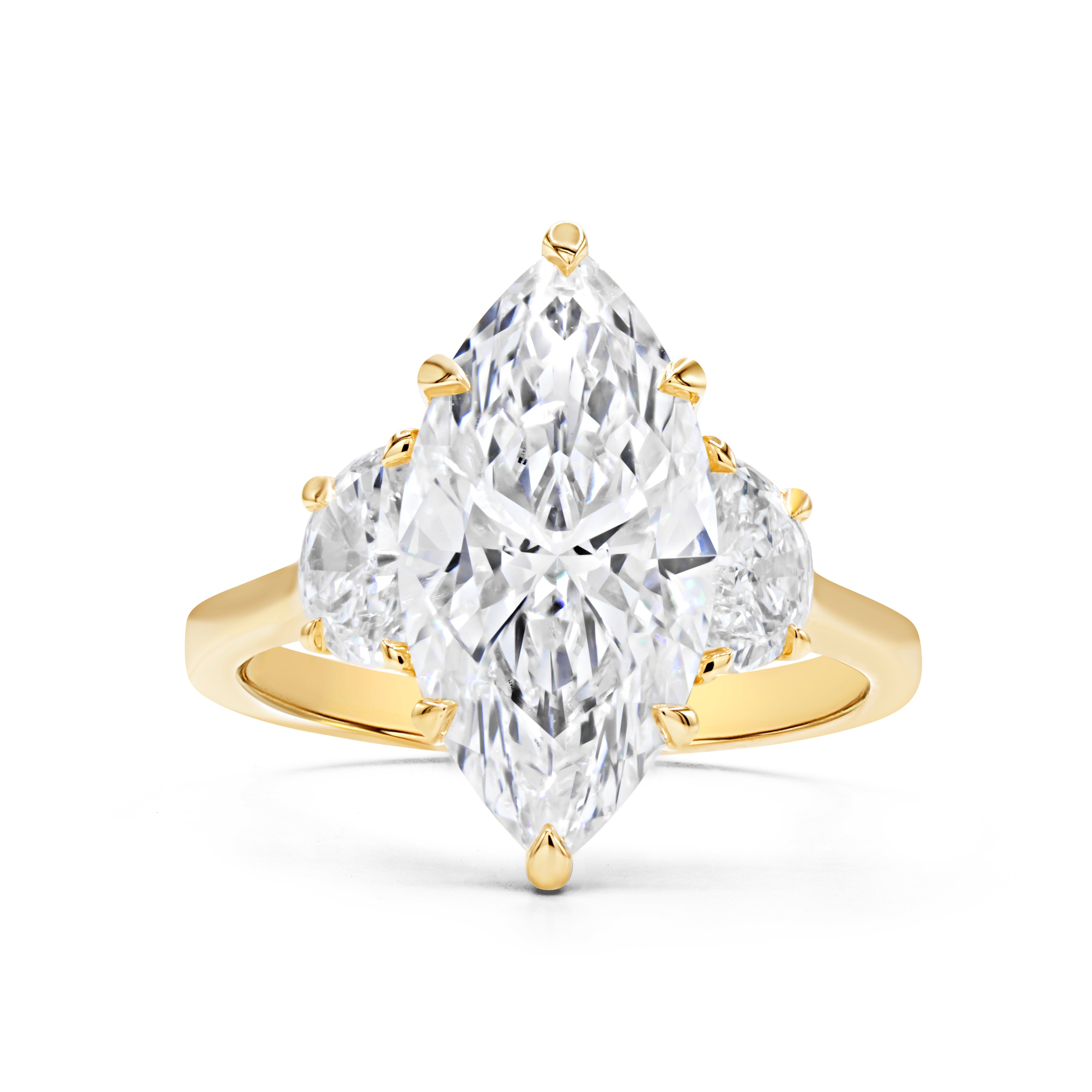 The Marquise with Halfmoons Three Stone Ring