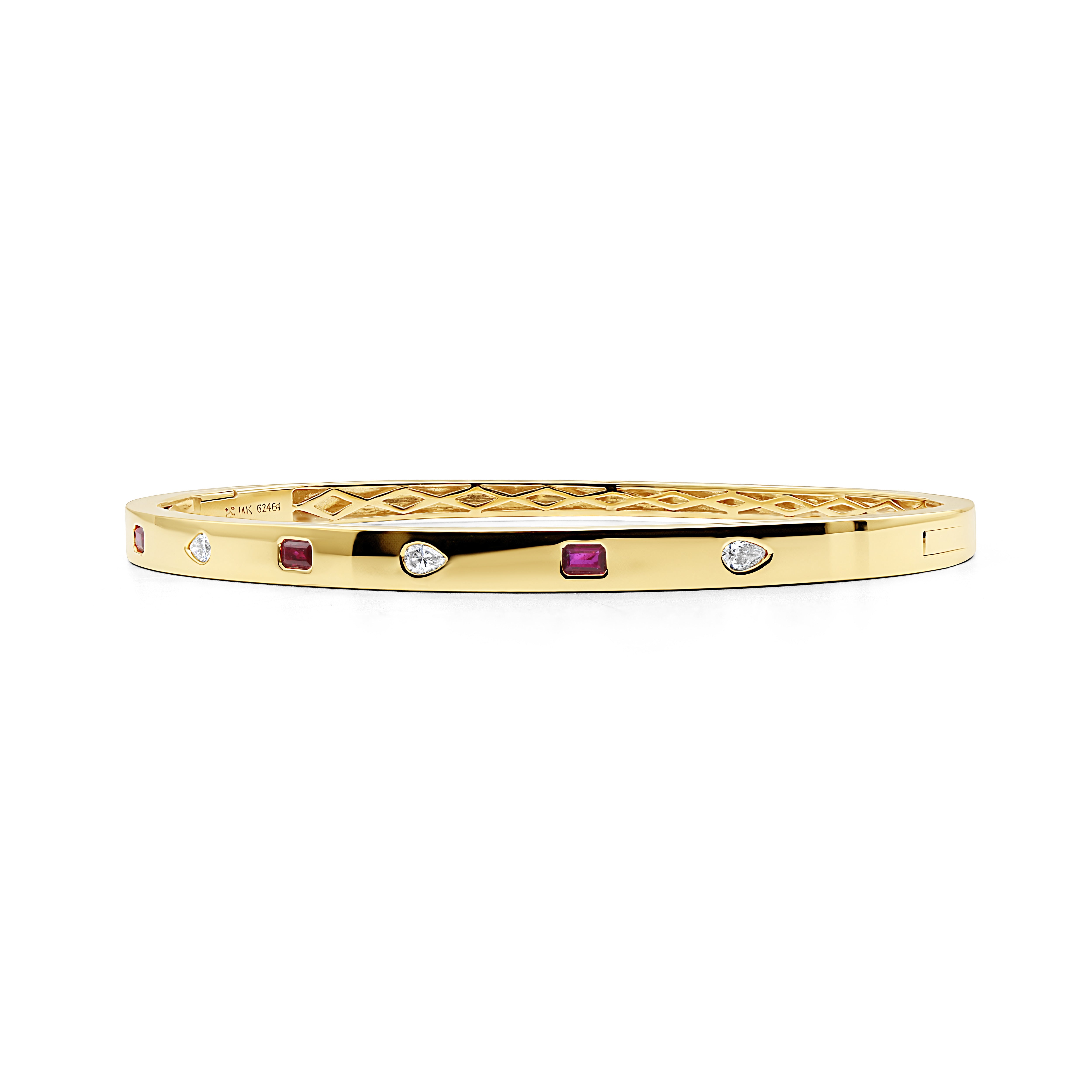 Ruby and Pear Diamond Inlaid Bangle