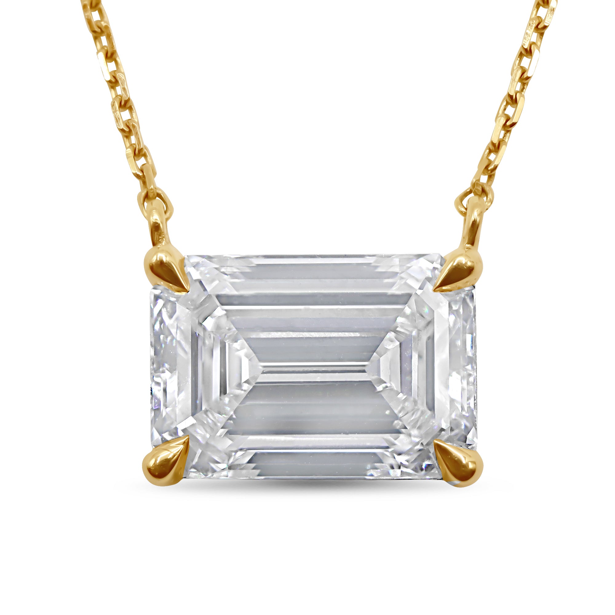 East-West Emerald Diamond Pendant