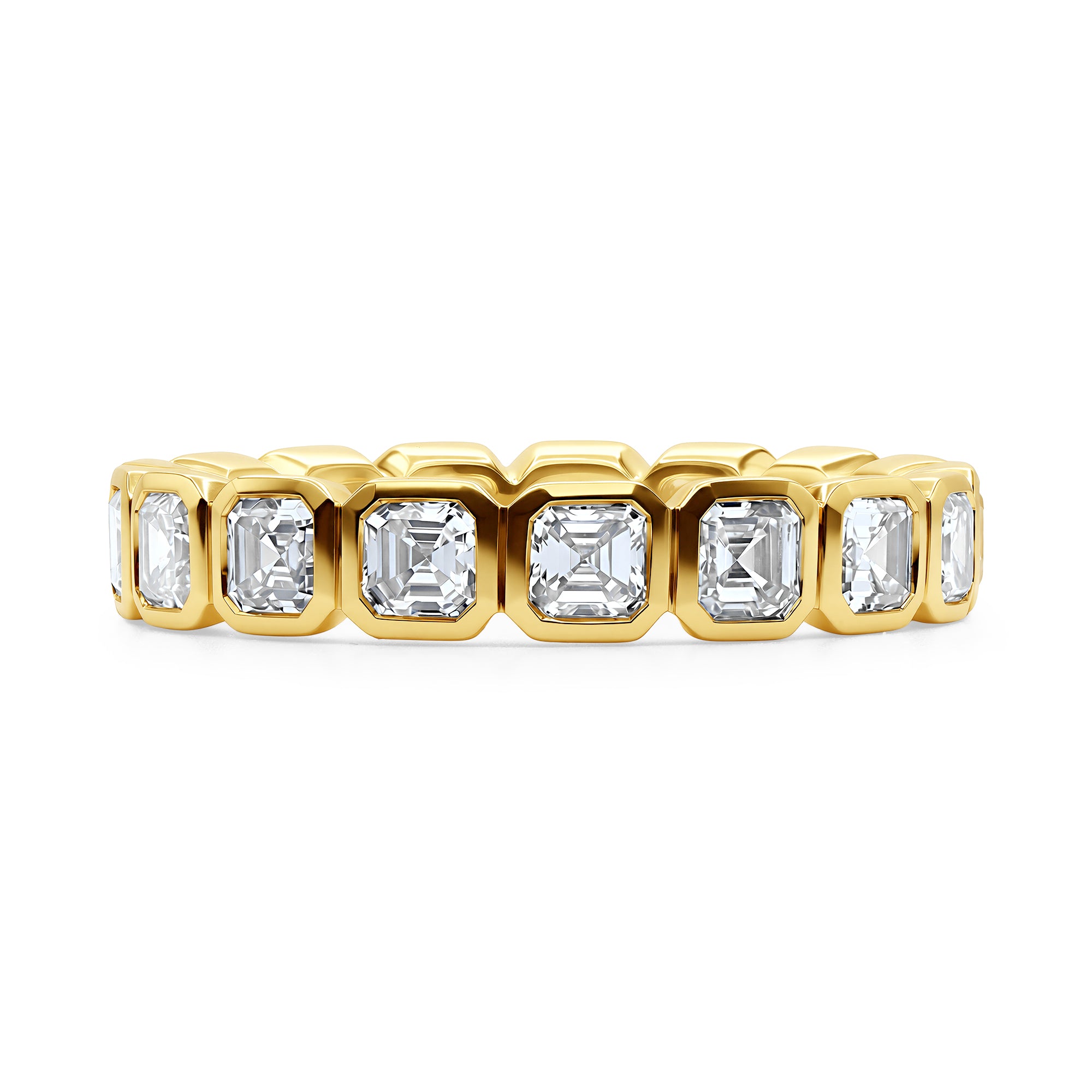 Bezel Set Asscher Diamond Eternity Band