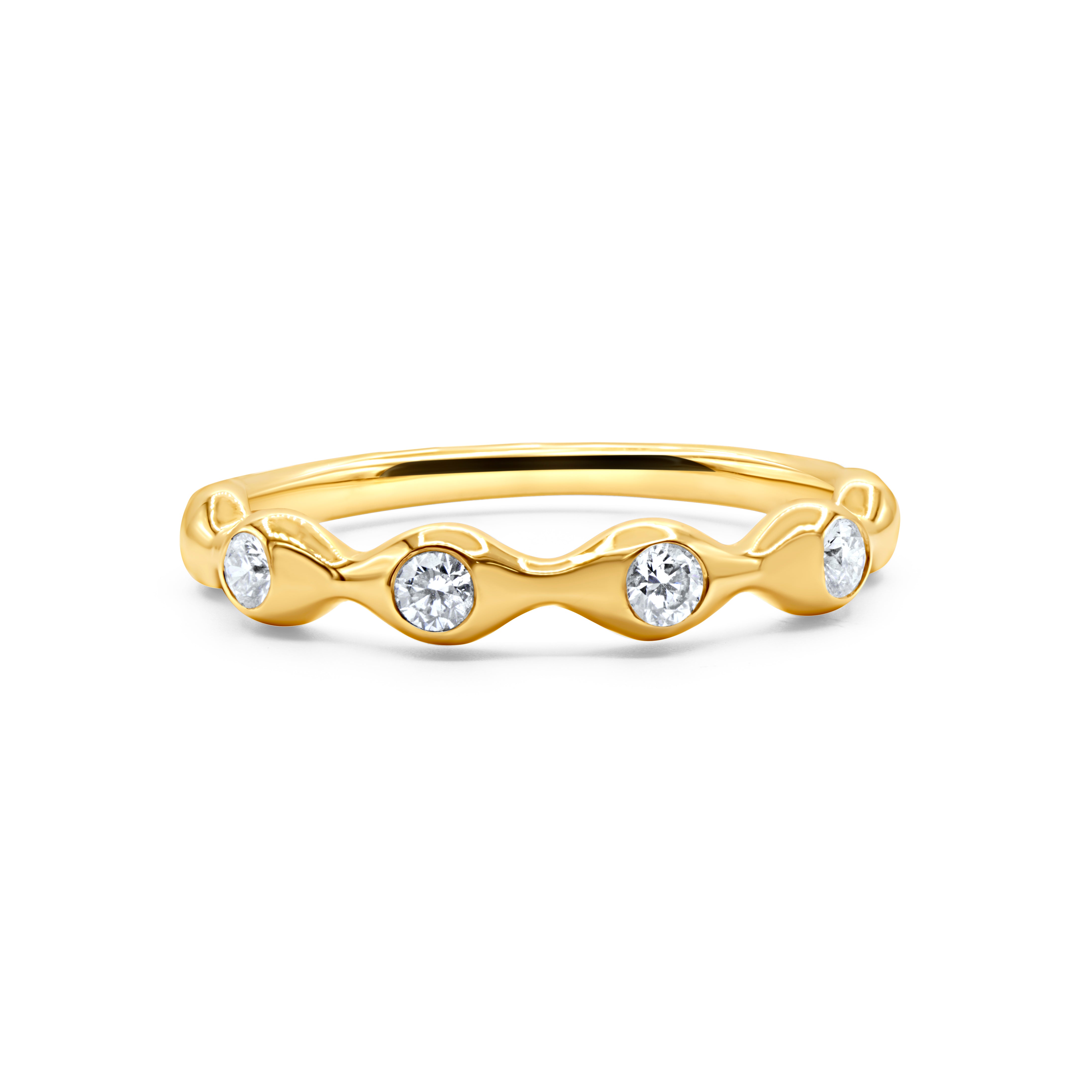 14K Curvy Diamond Inlay Ring