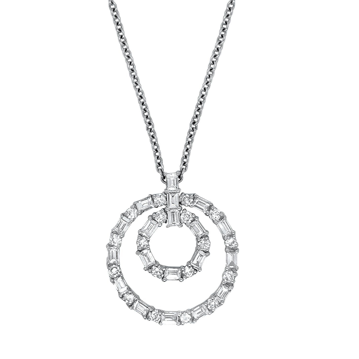 Double Baguette and Round Pendant