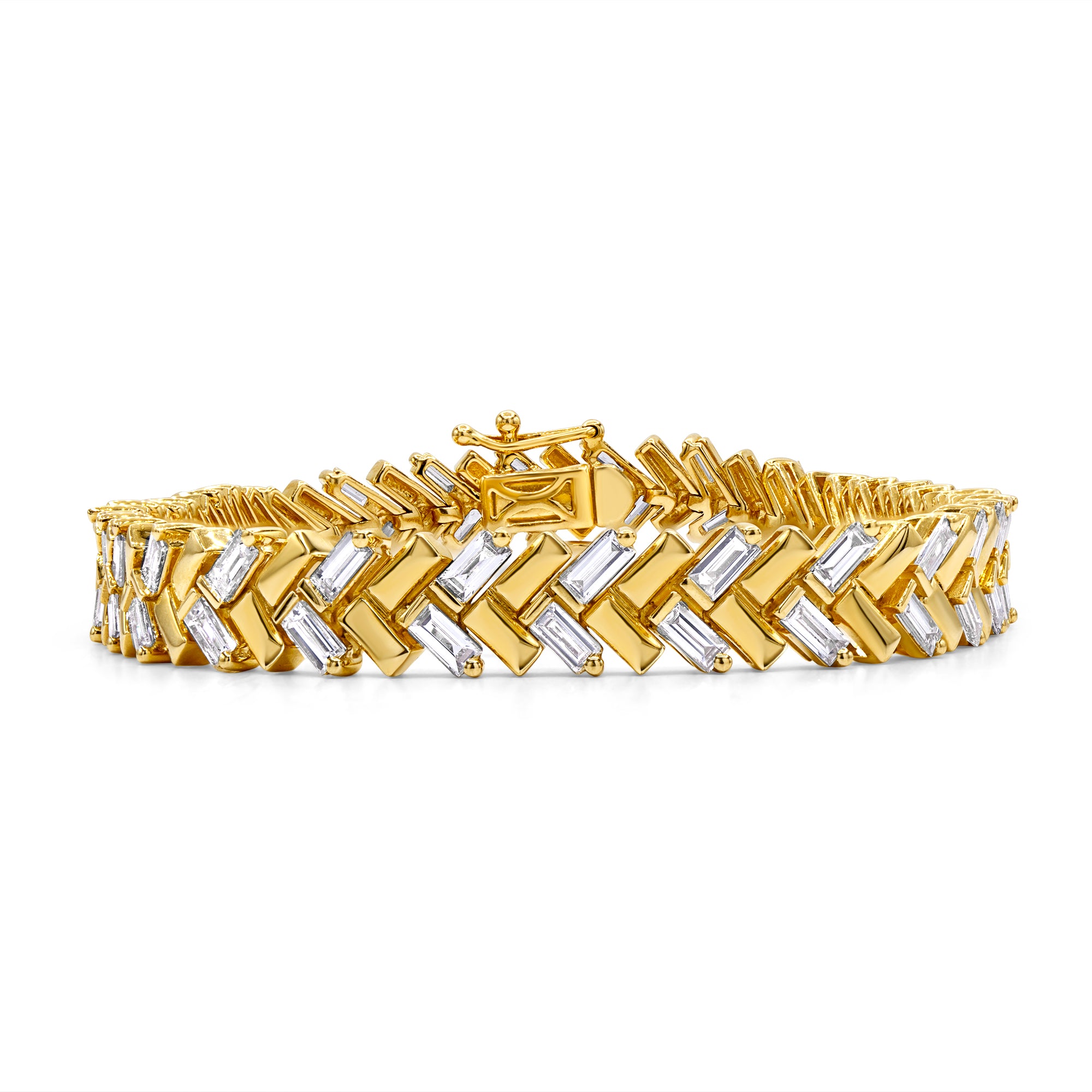 Bold Gold and Baguette Diamond Bracelet