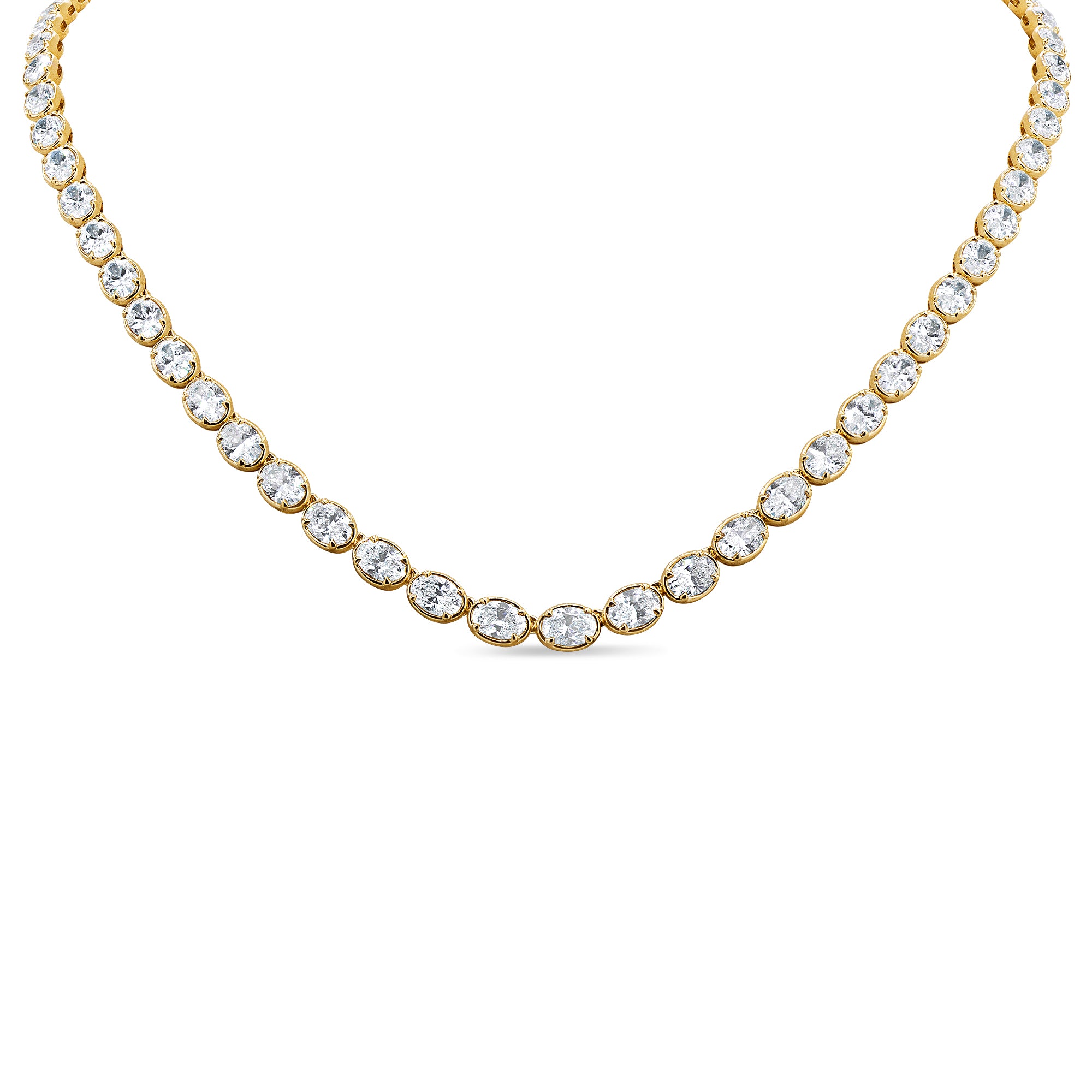 East-West Oval Diamond Bezel Tennis Necklace