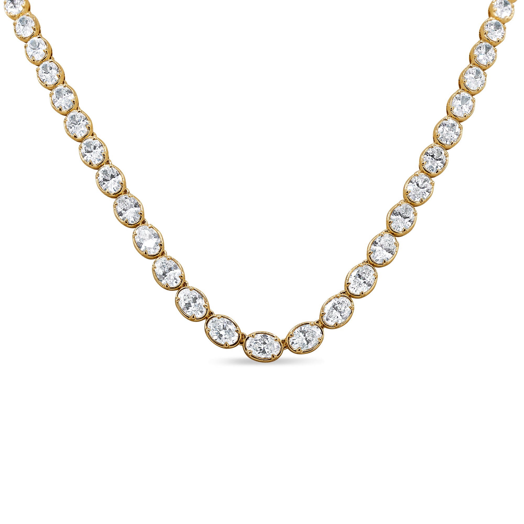 East-West Oval Diamond Bezel Tennis Necklace