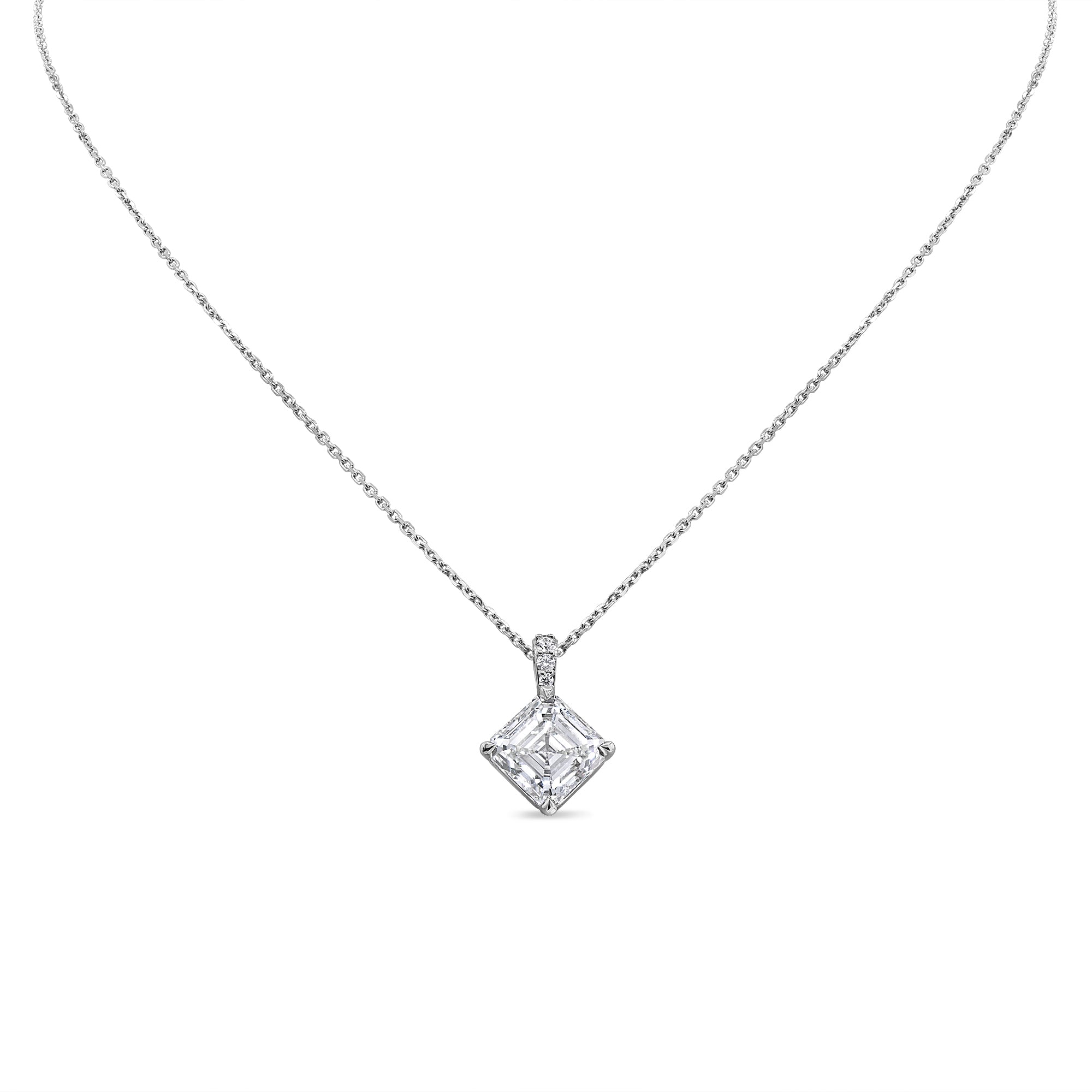 Single Stone Asscher Cut Diamond Pendant
