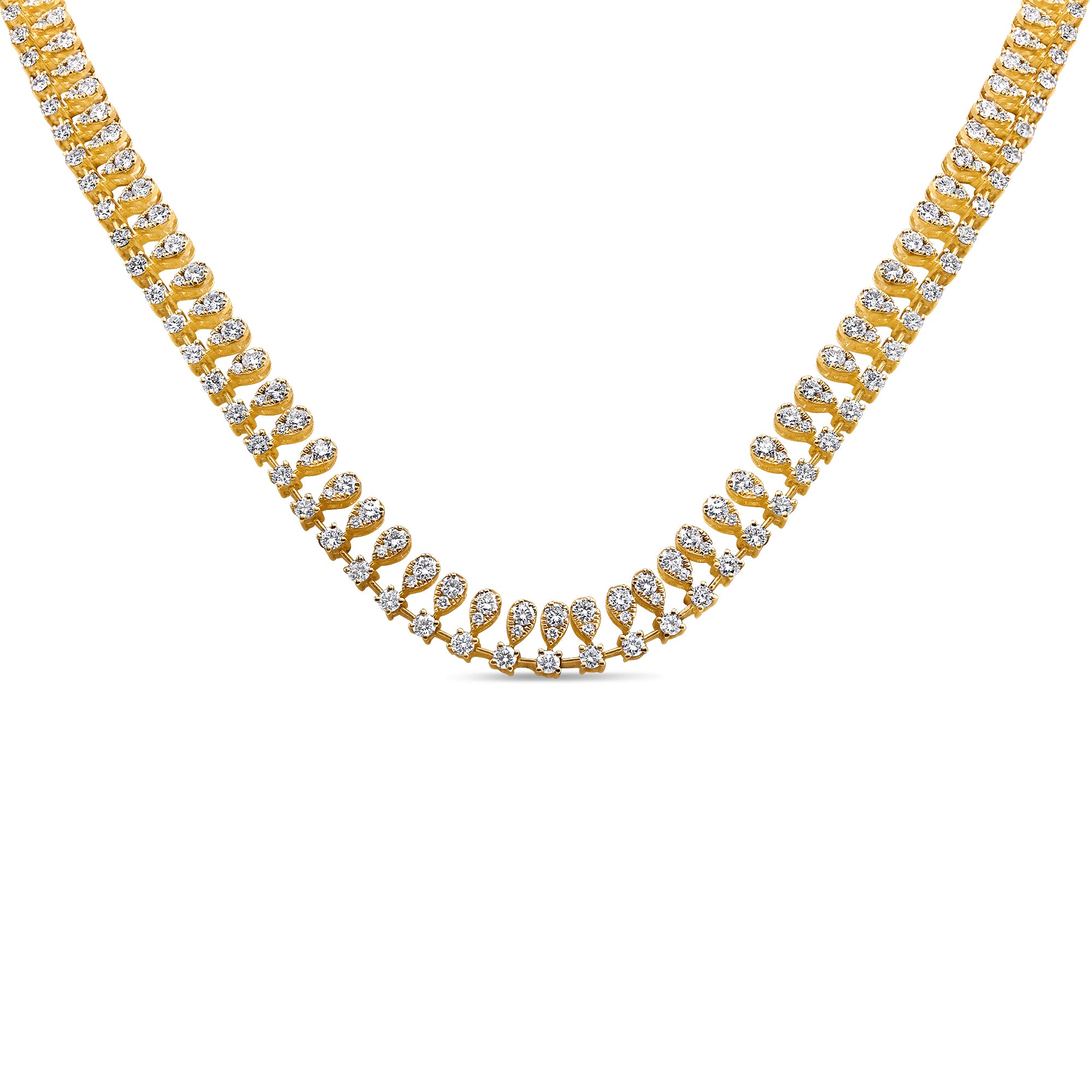Two Row Round and Pear Illusion Diamond Necklace