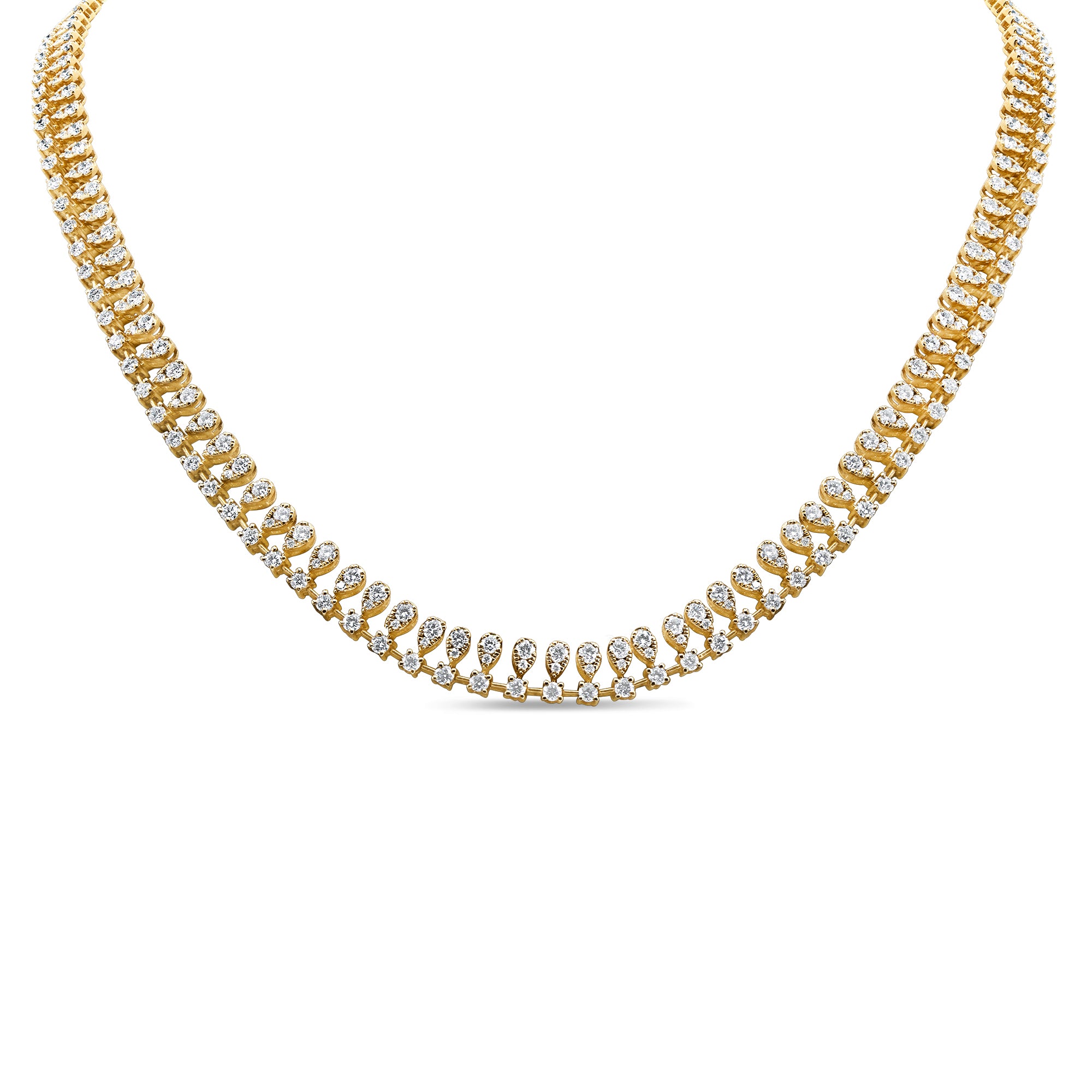 Two Row Round and Pear Illusion Diamond Necklace