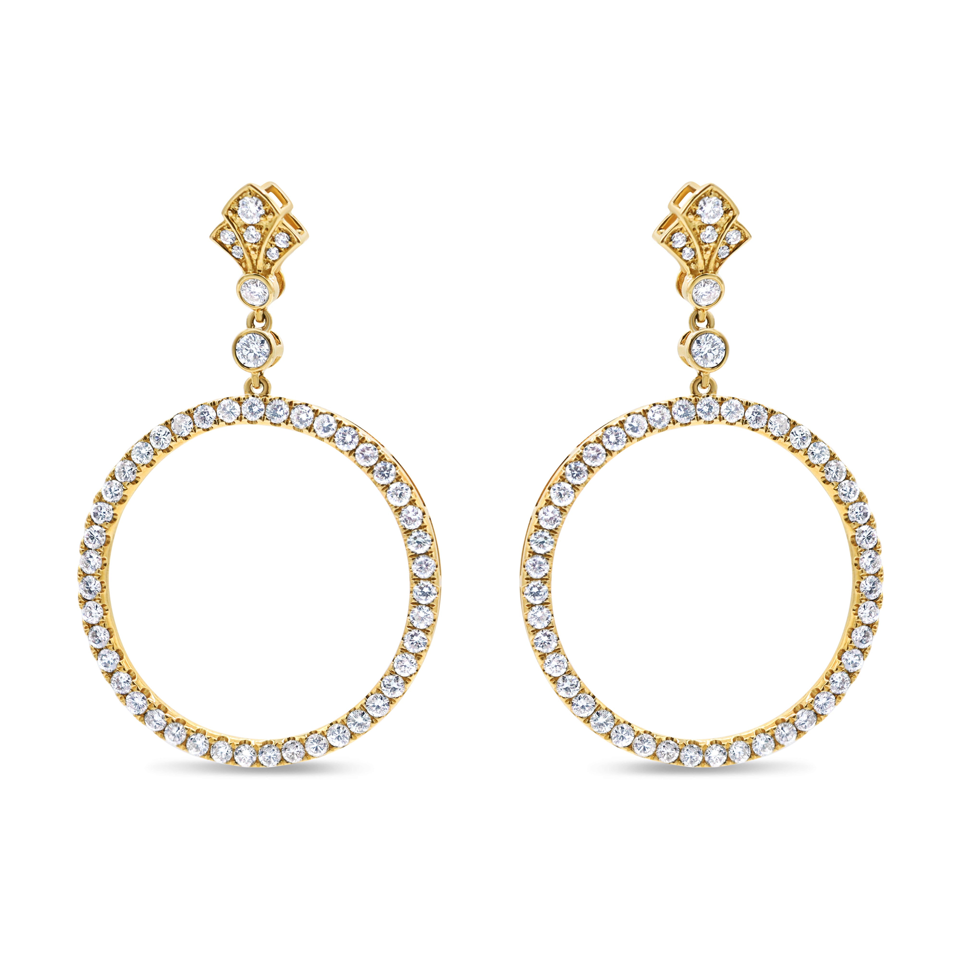 Diamond Circle Drop Earrings