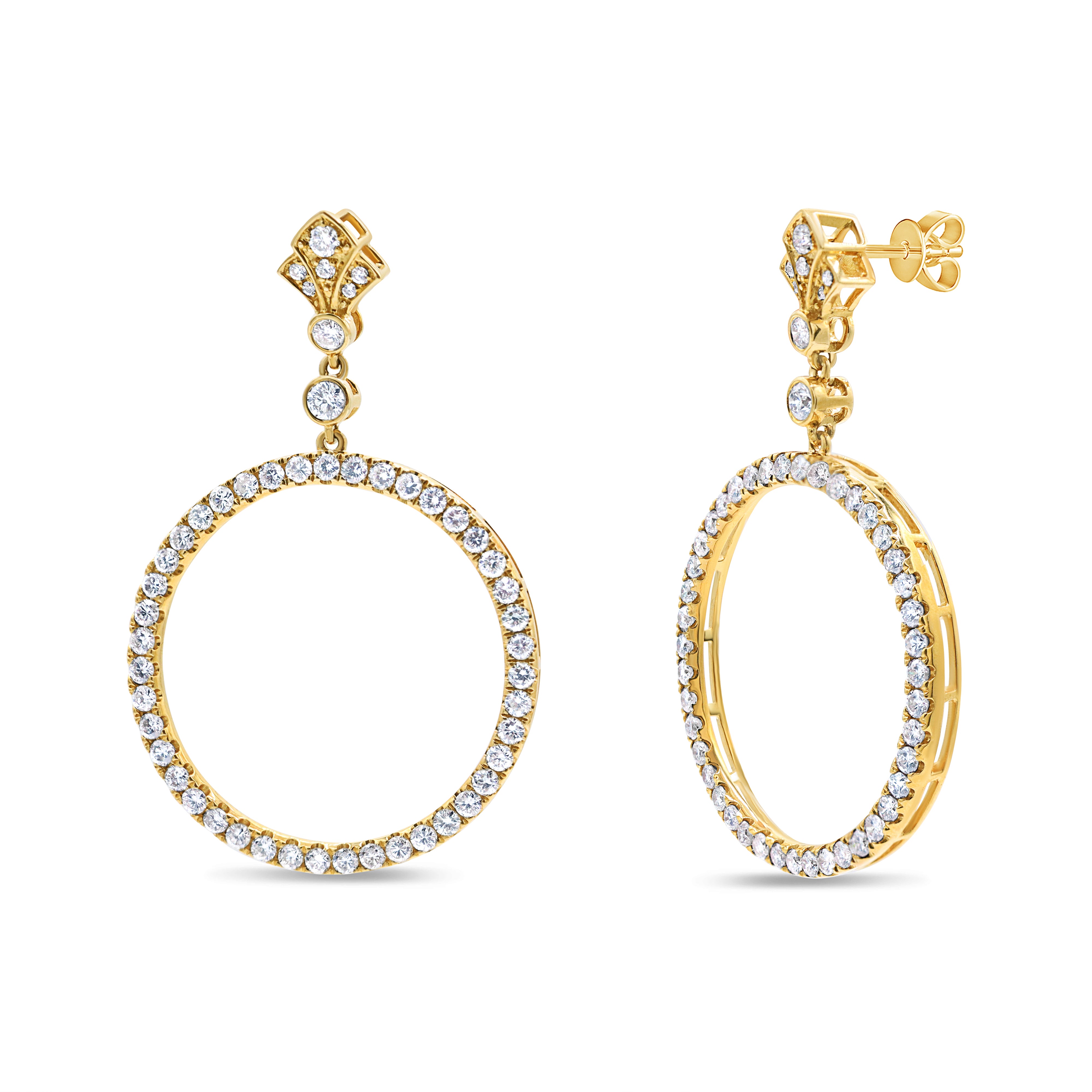 Diamond Circle Drop Earrings