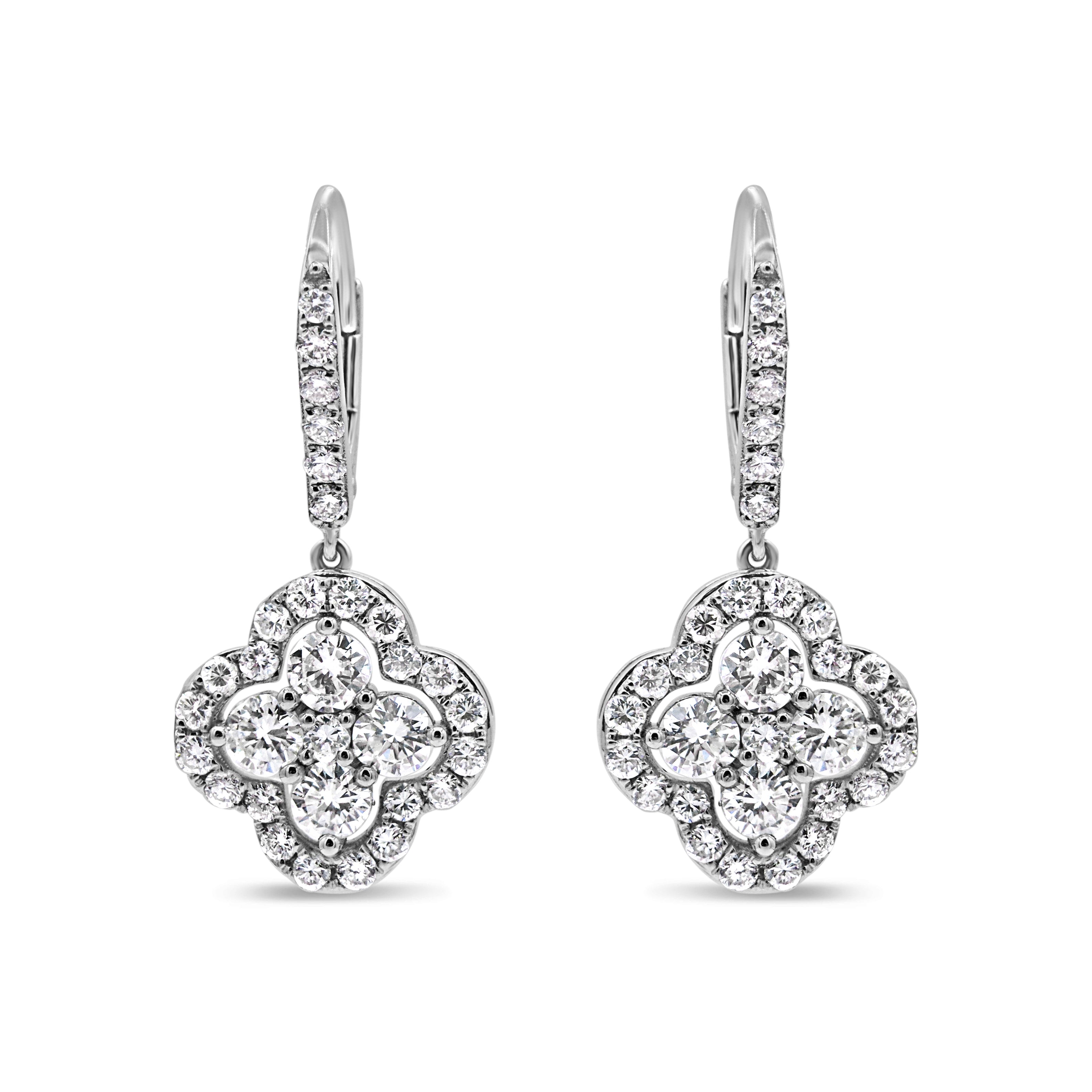 Diamond Drop Clover Earrings