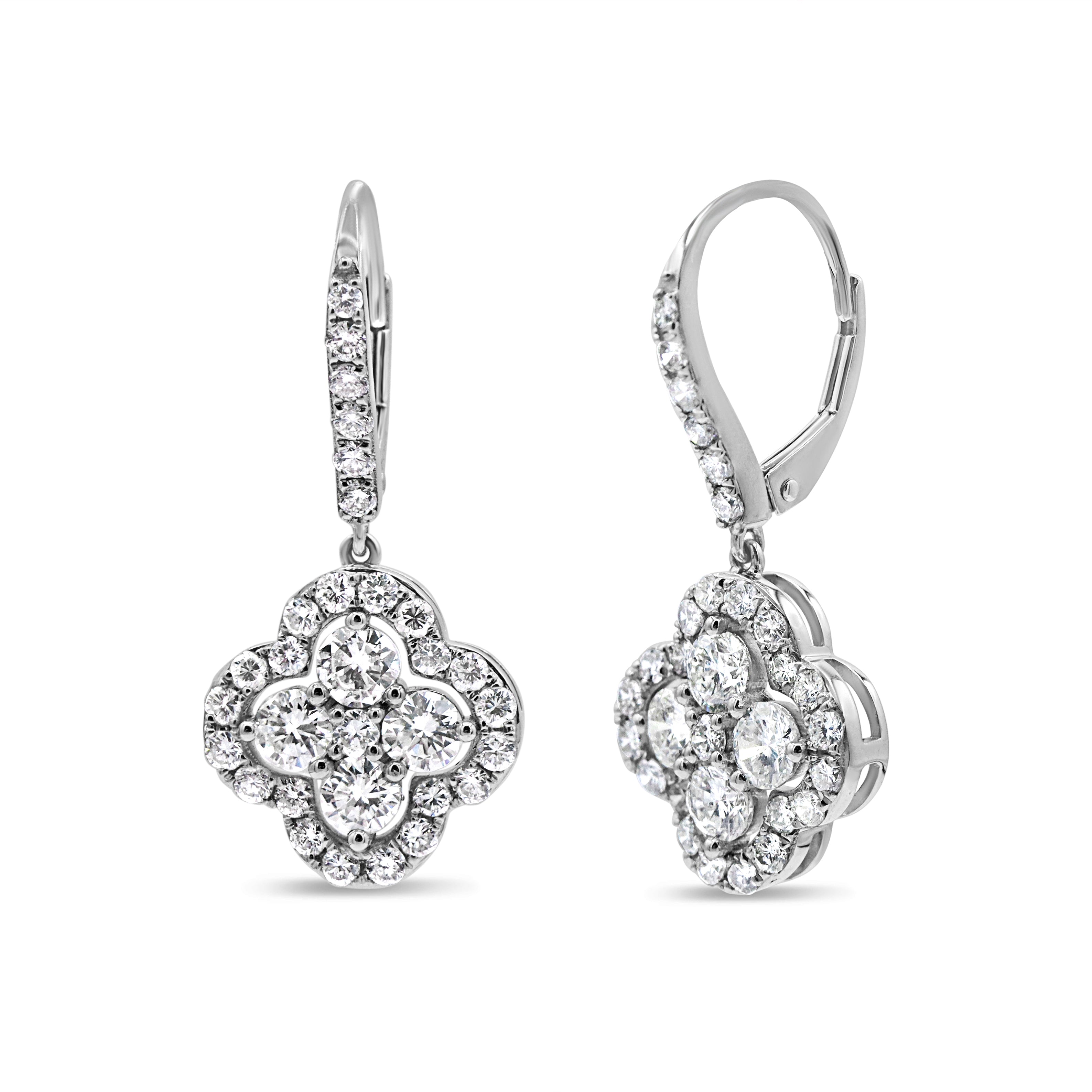 Diamond Drop Clover Earrings