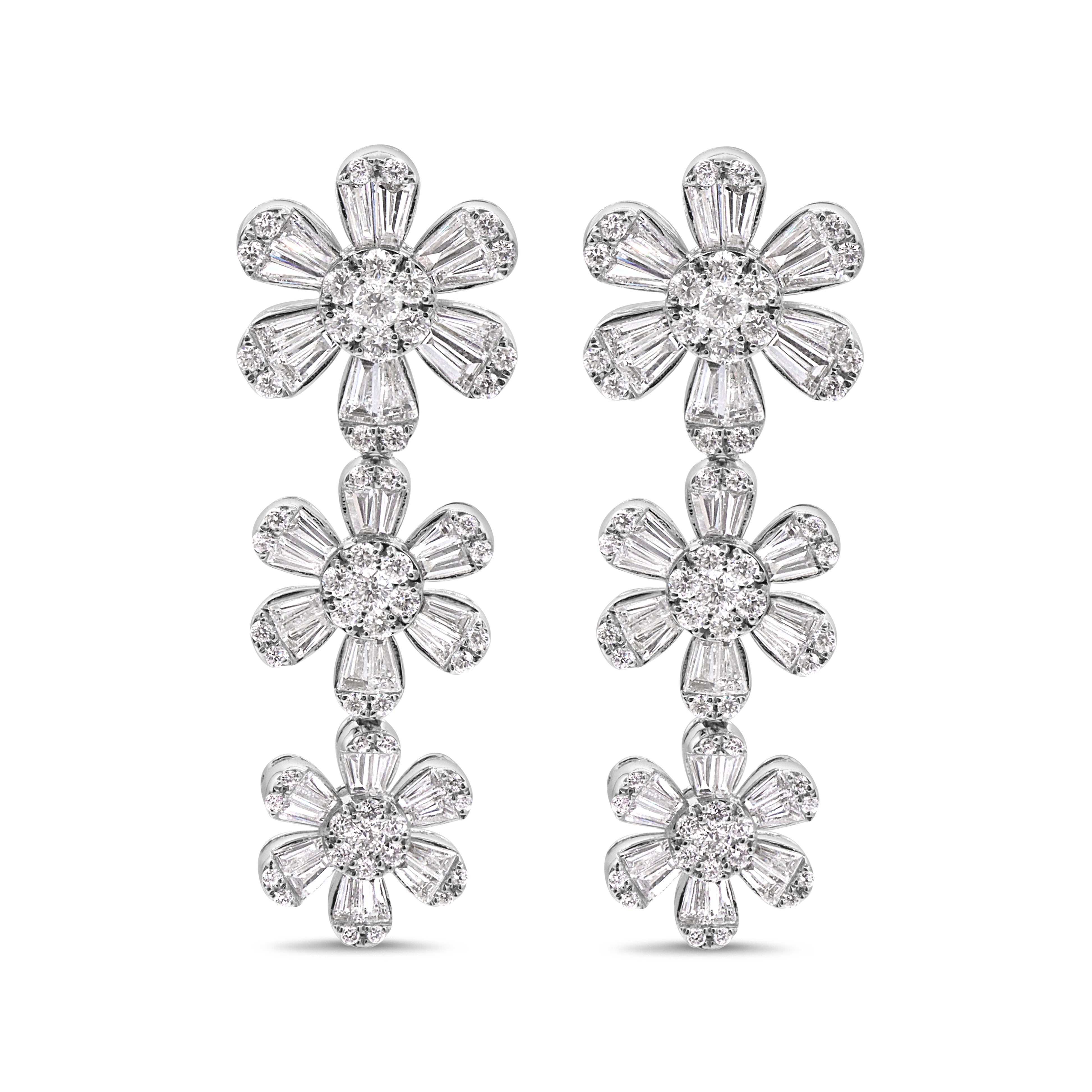 The Three Flower Drop Earring