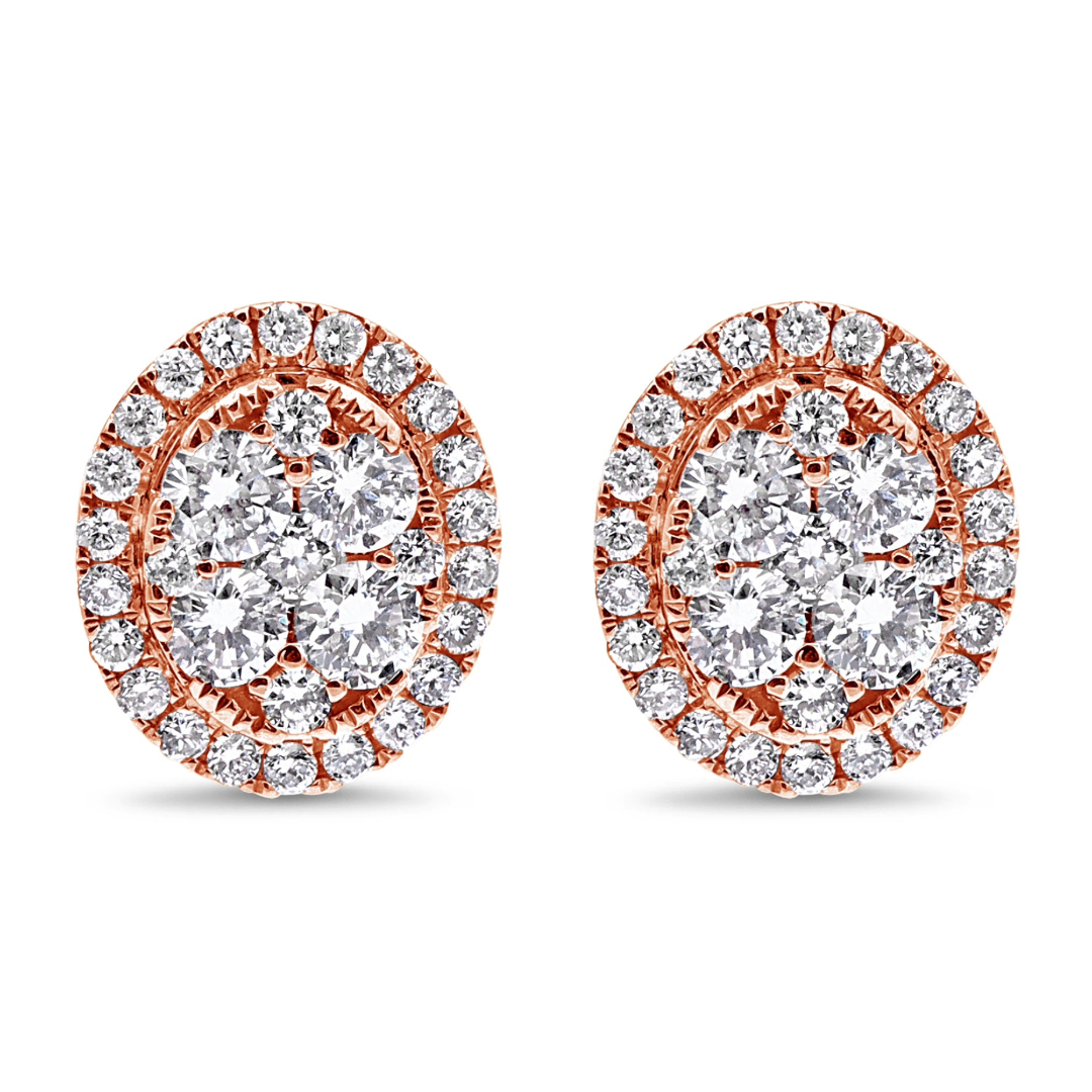 Oval Diamond Illusion Stud Earrings