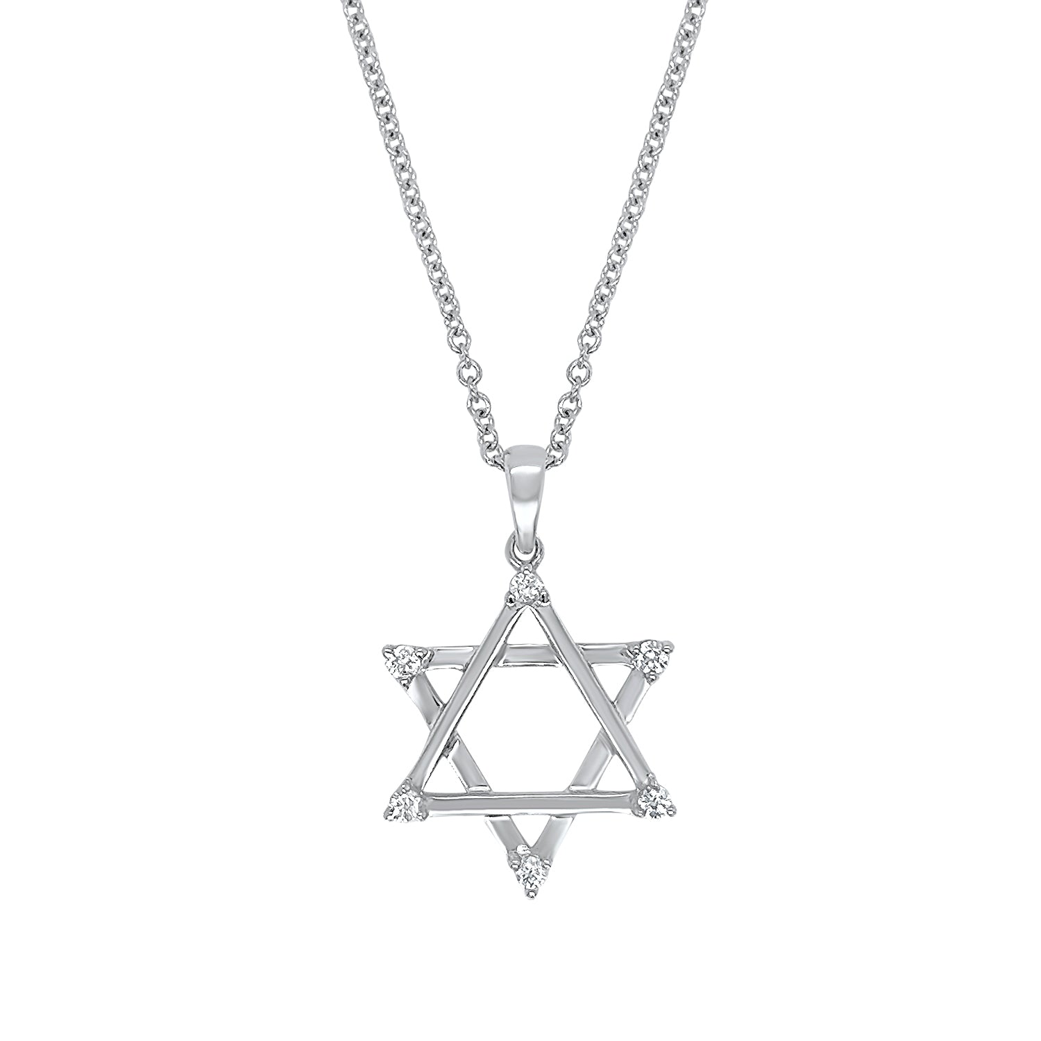 Round Diamond Star of David Pendant