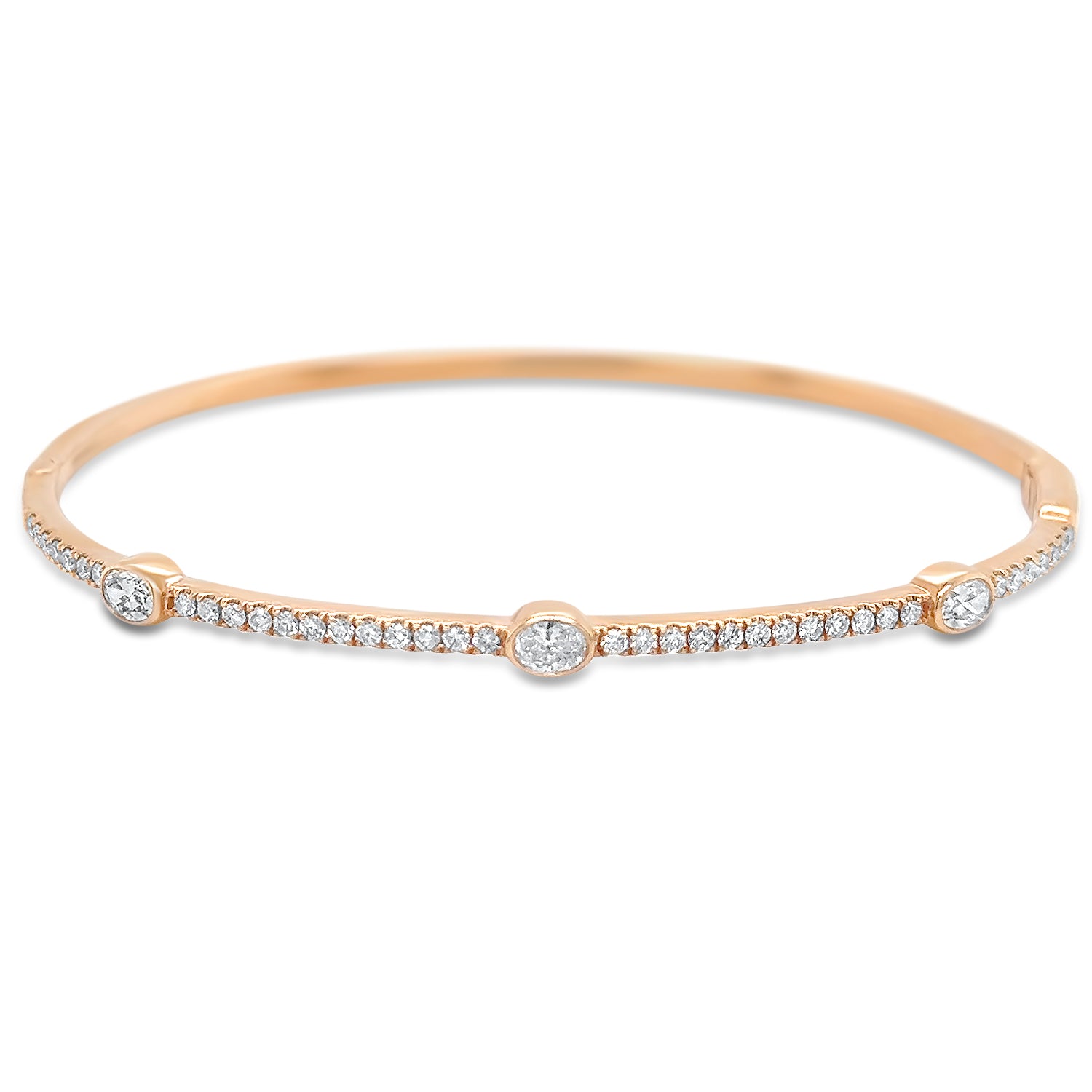 Three Bezel Oval Bangle