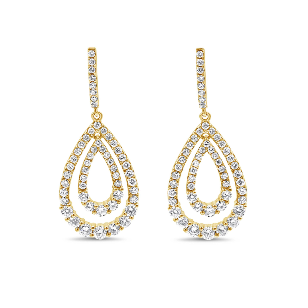 Double Row Pear Shaped Diamond Earrings