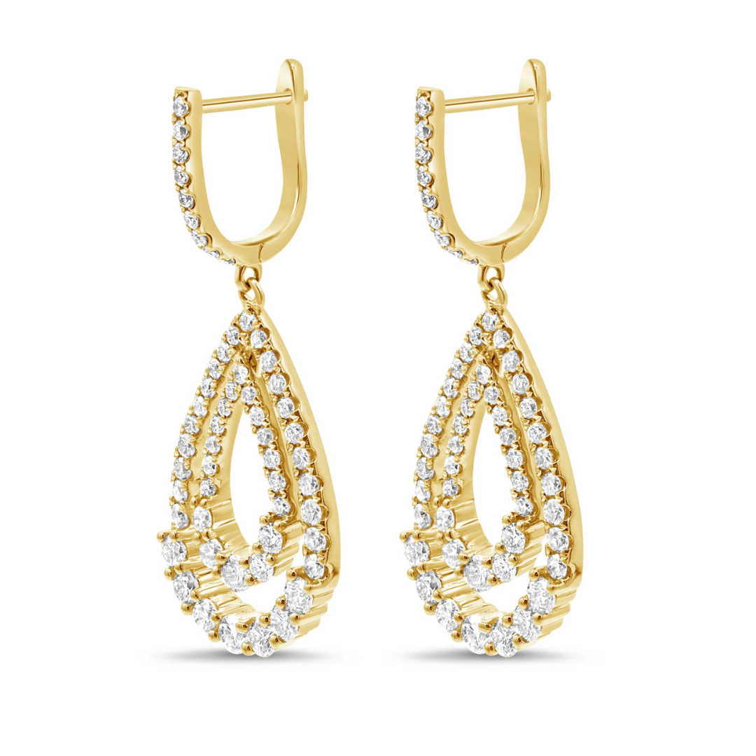Double Row Pear Shaped Diamond Earrings