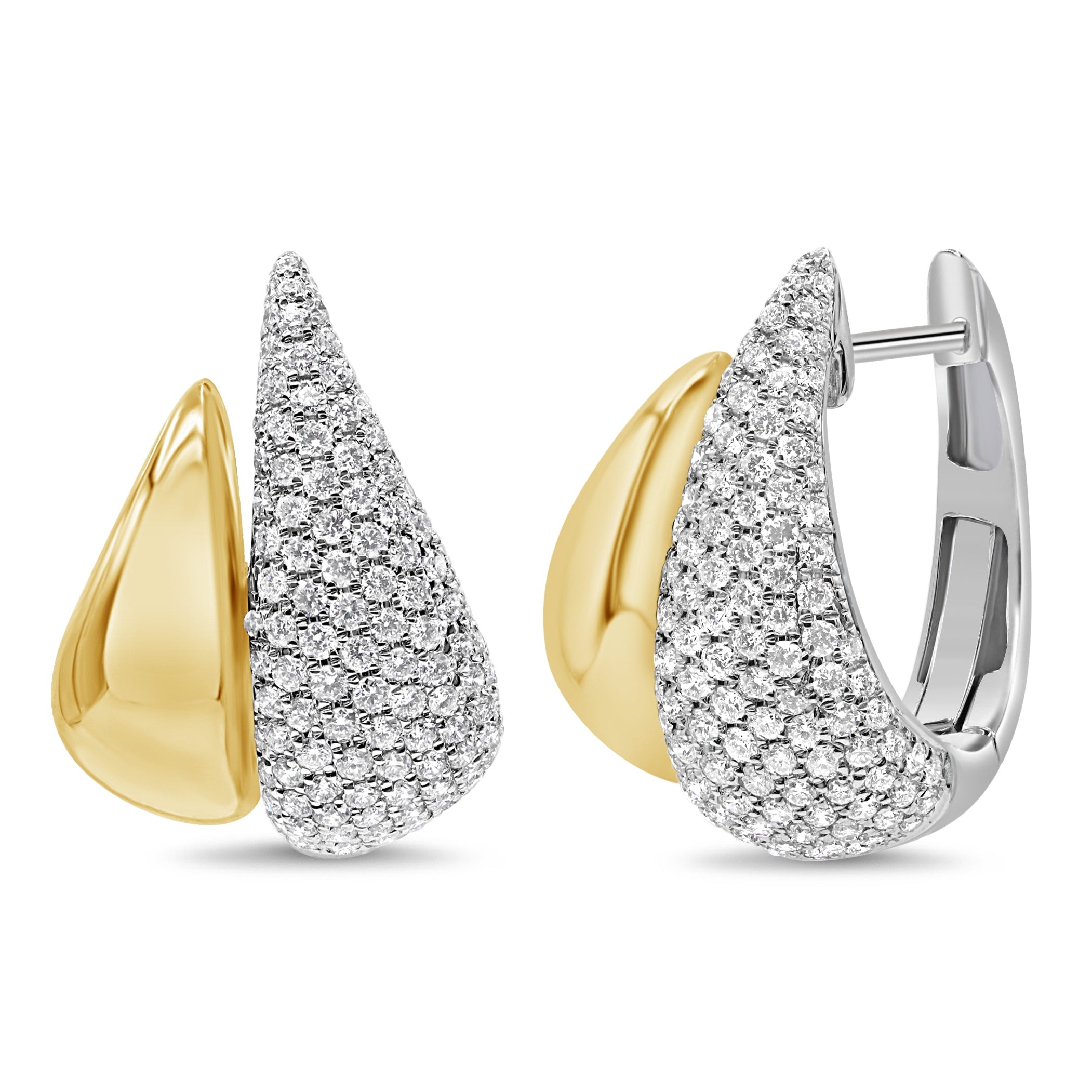 Pave and Yellow Gold Bubble Earrings