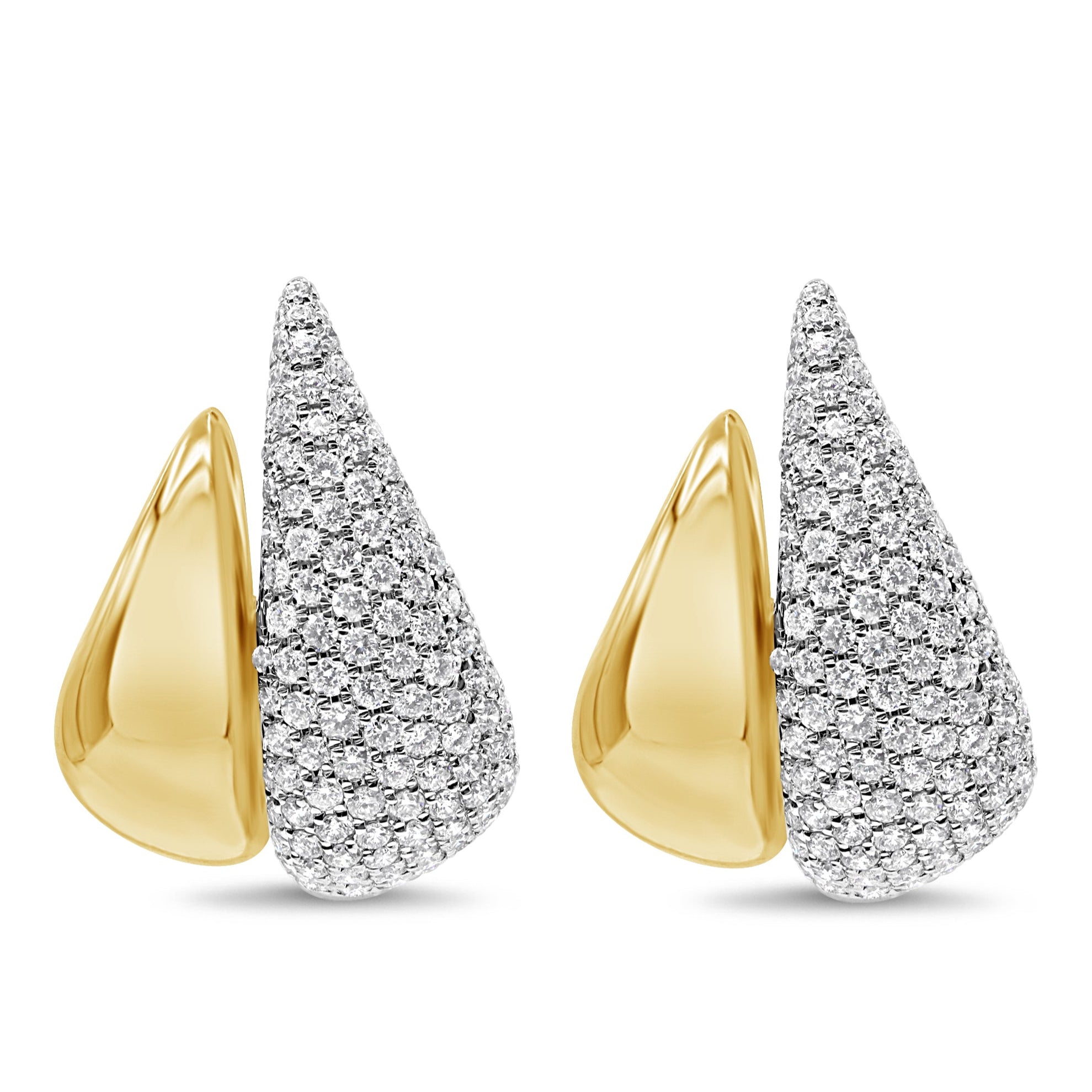Pave and Yellow Gold Bubble Earrings