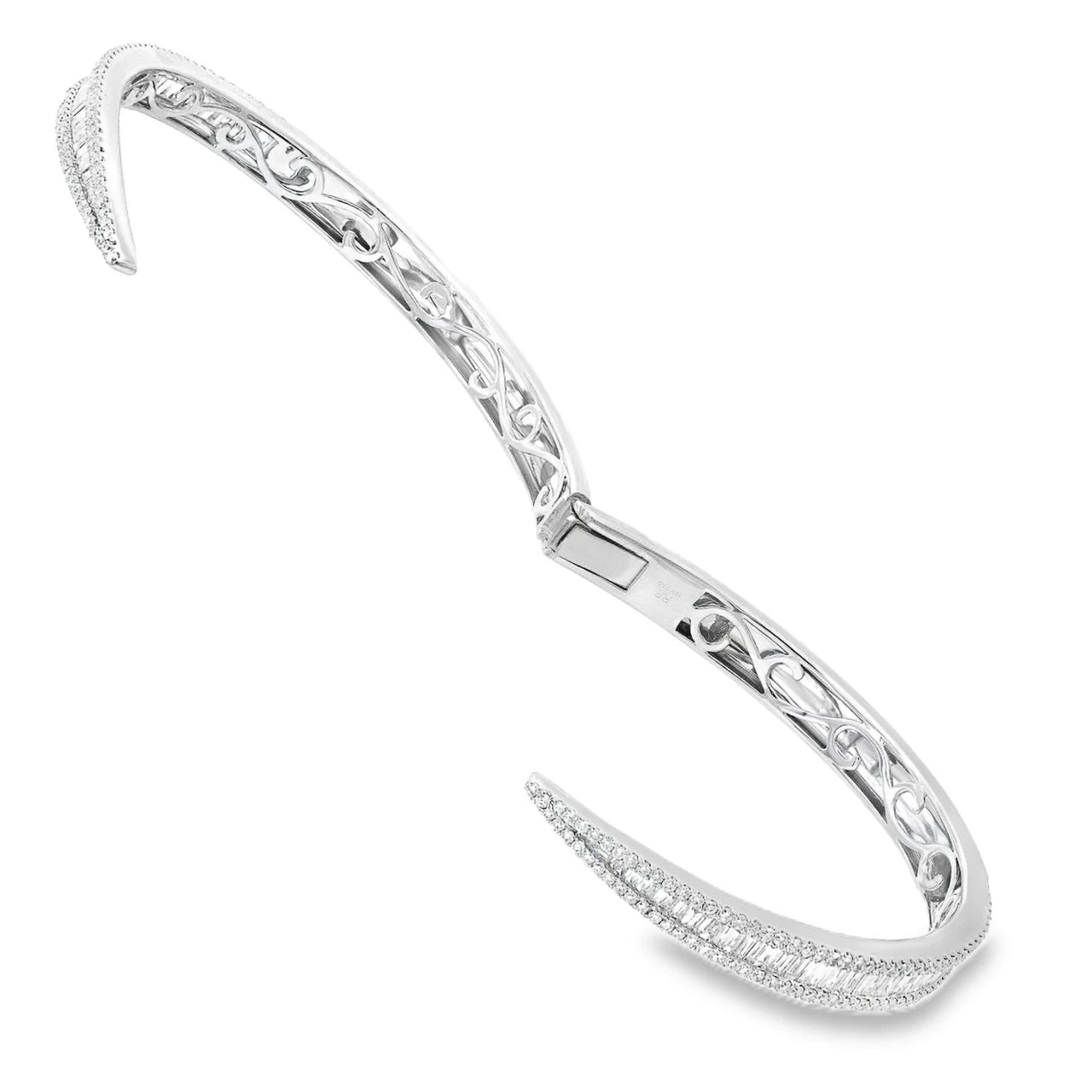 Bypass Diamond Open Bangle Bracelet