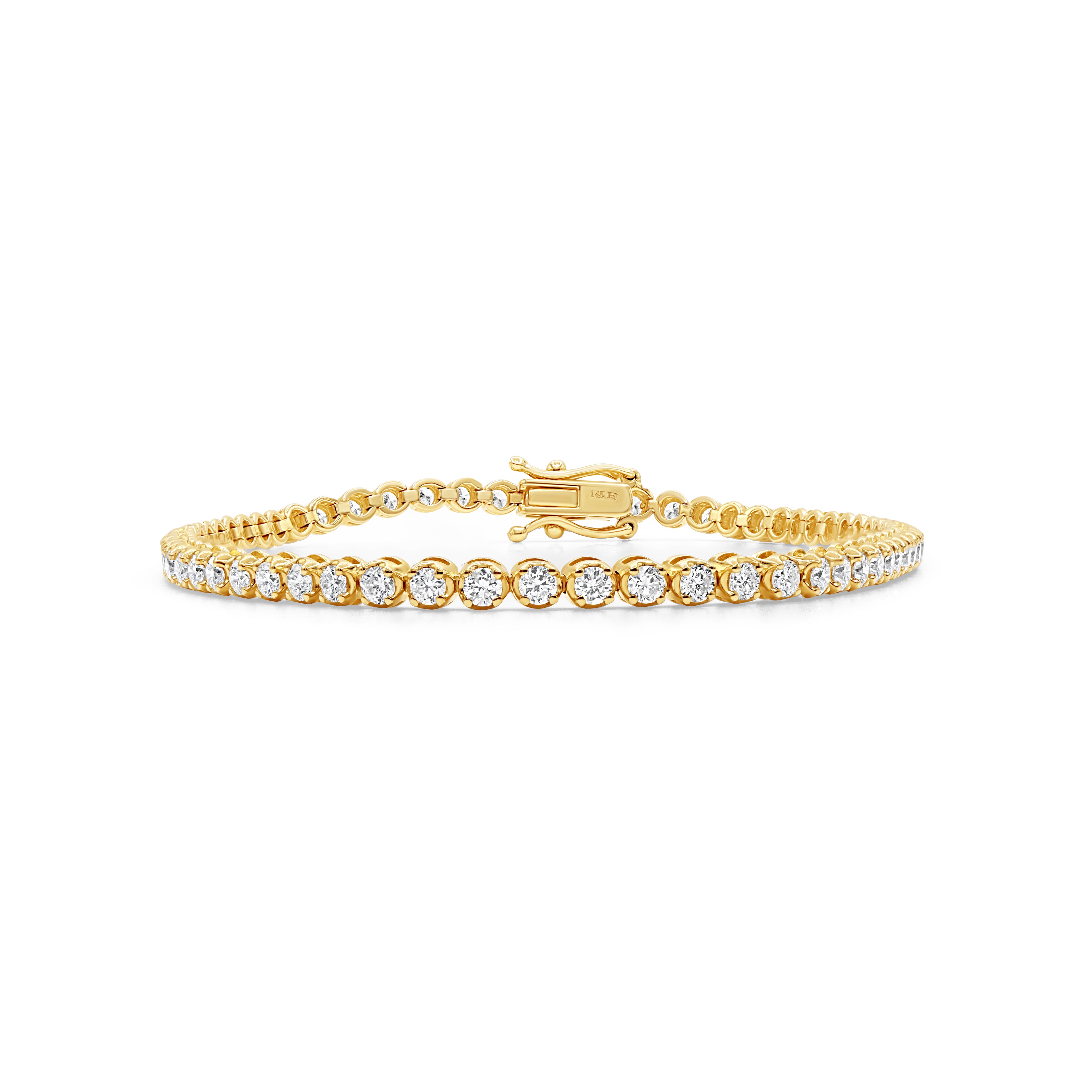 Bezel-Set Round Cut Diamond Tennis Bracelets