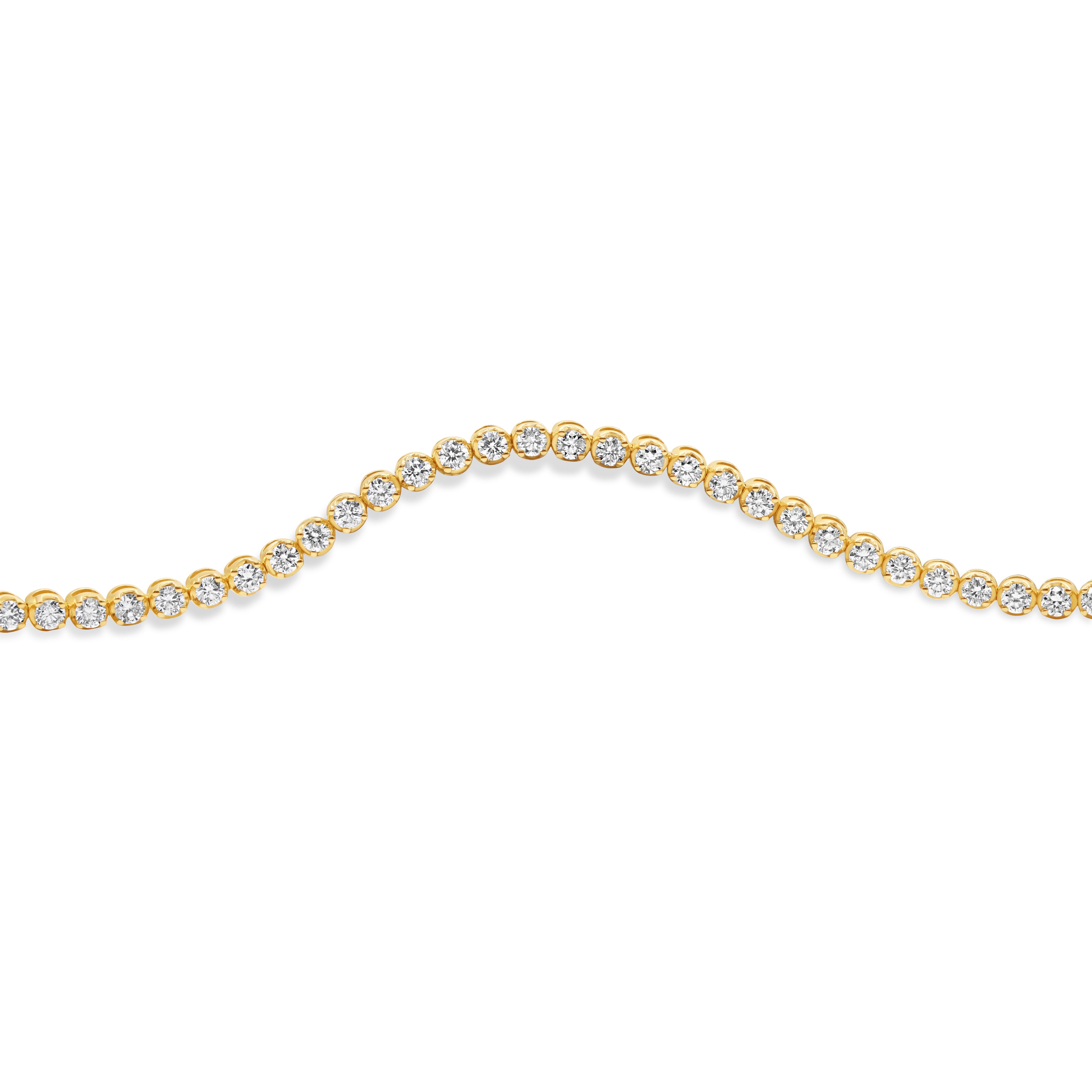Bezel-Set Round Cut Diamond Tennis Bracelets