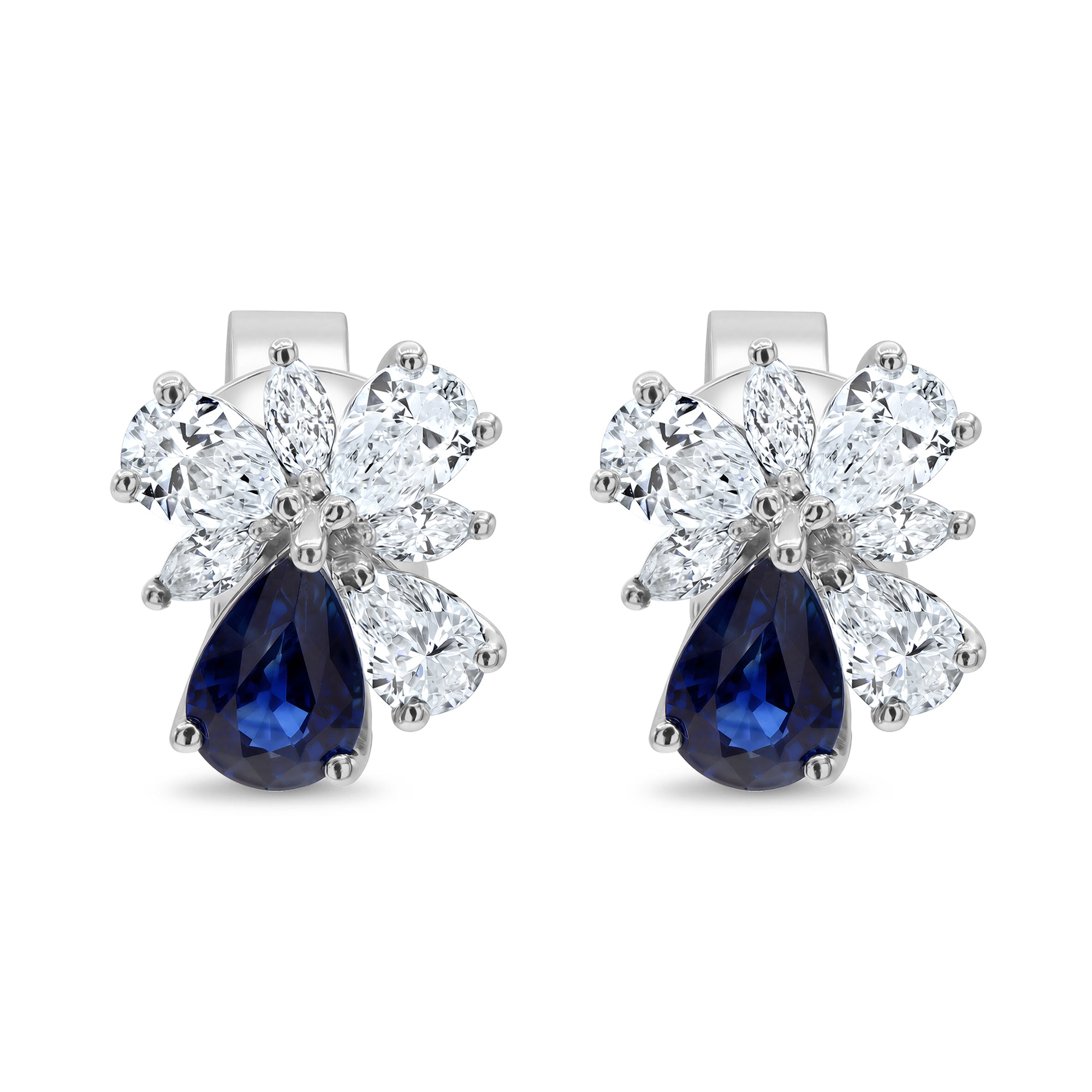 Diamond and Blue Sapphire Drop Stud