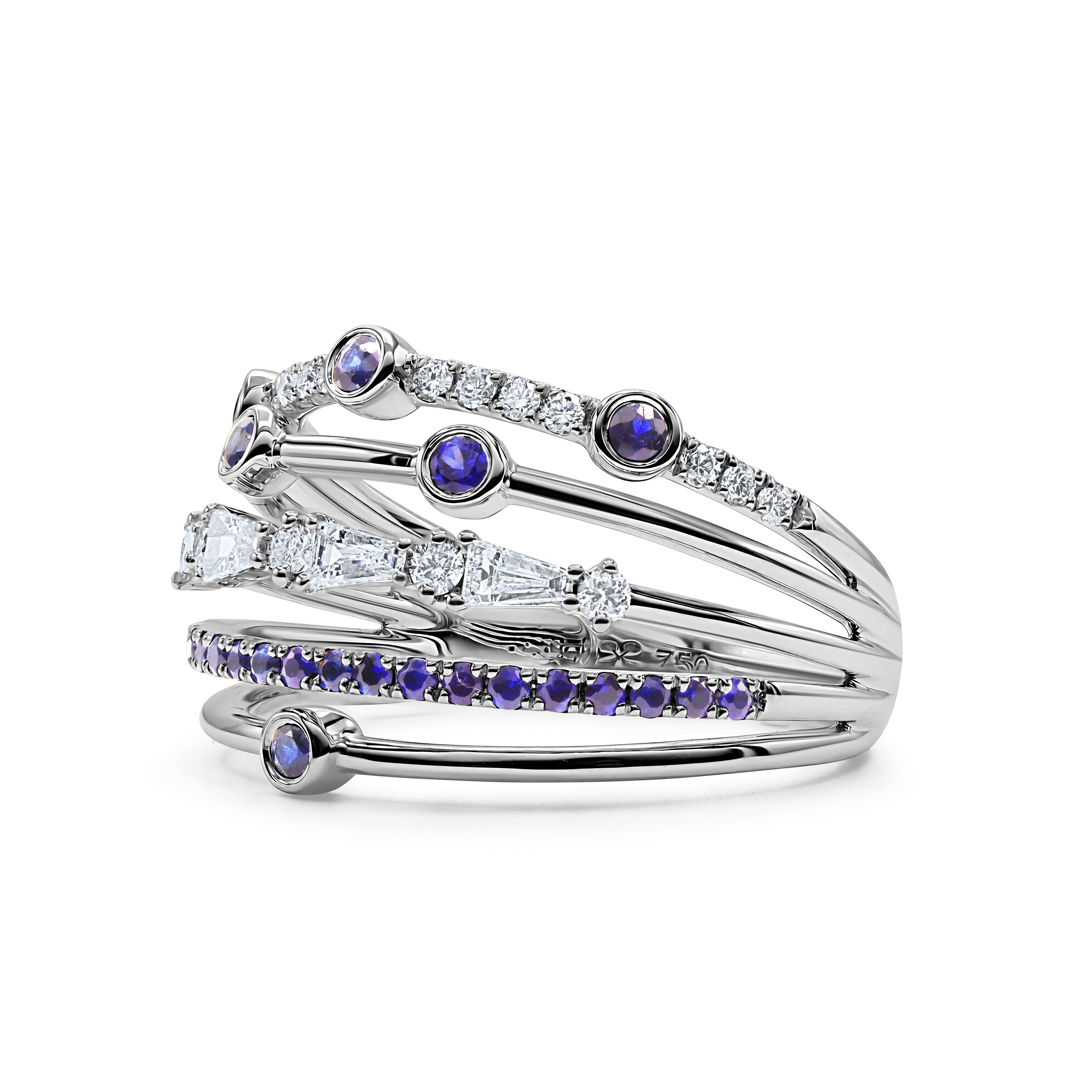 Diamond and Sapphire Orbit Ring