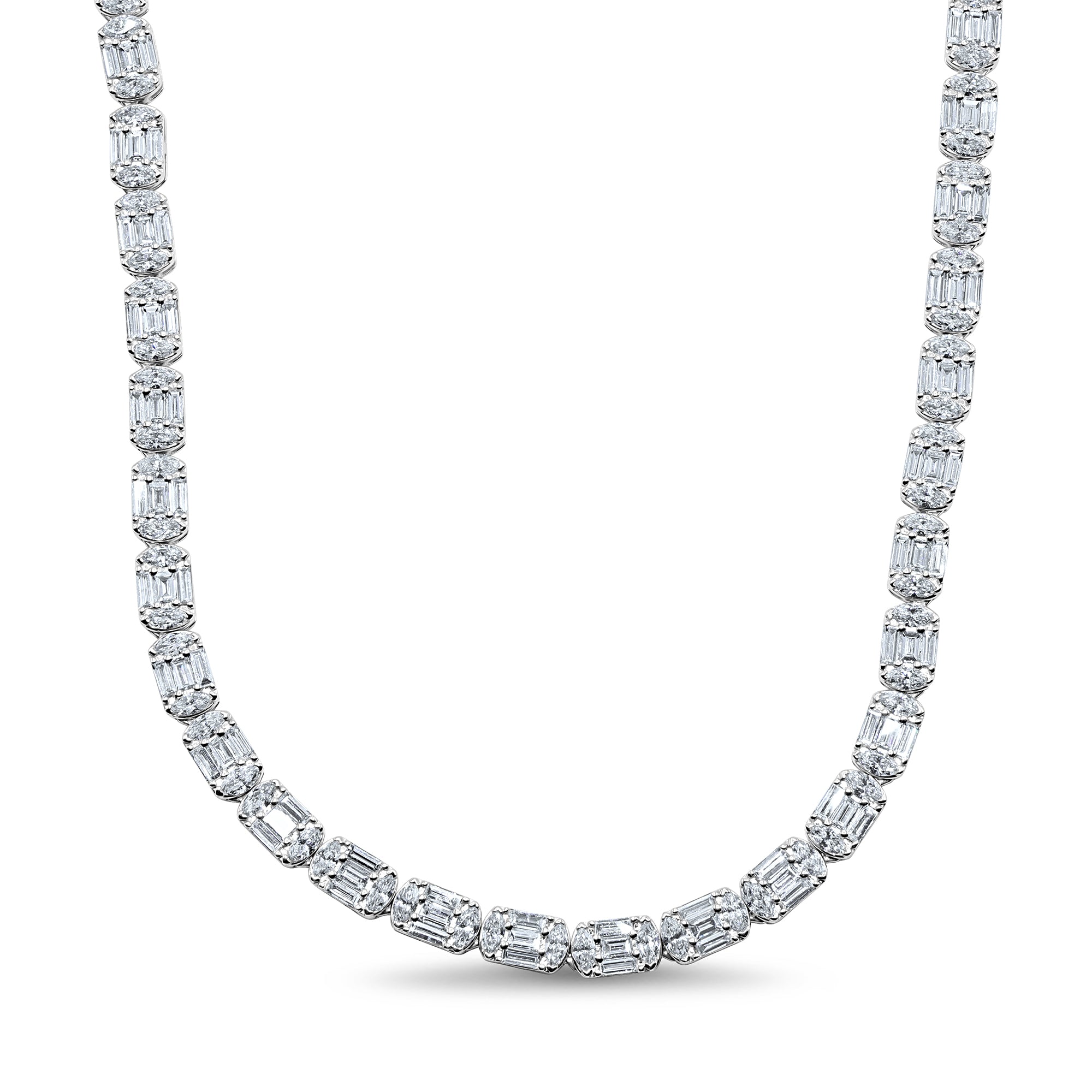 Illusion Emerald Cut Diamond Necklace