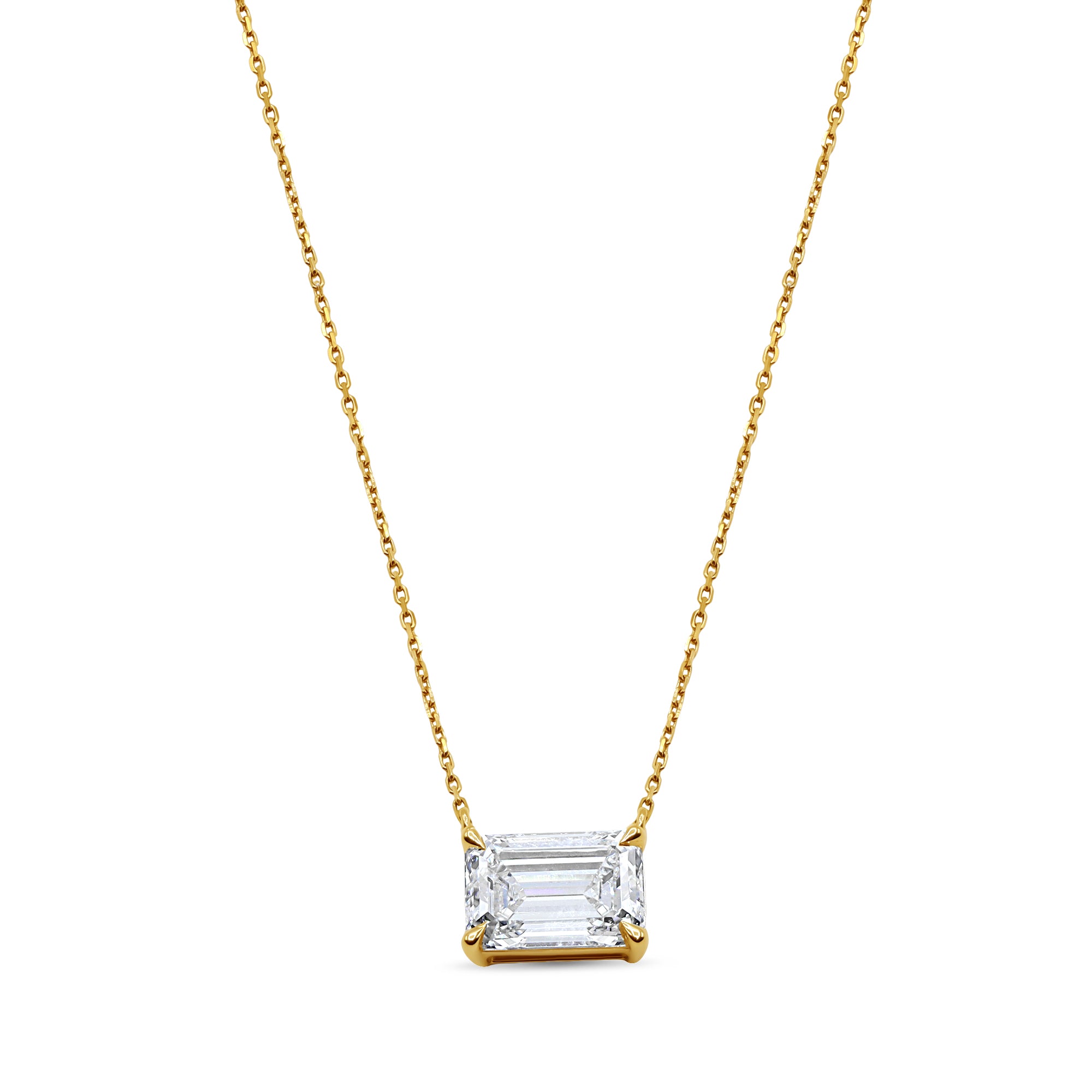 East-West Emerald Diamond Pendant