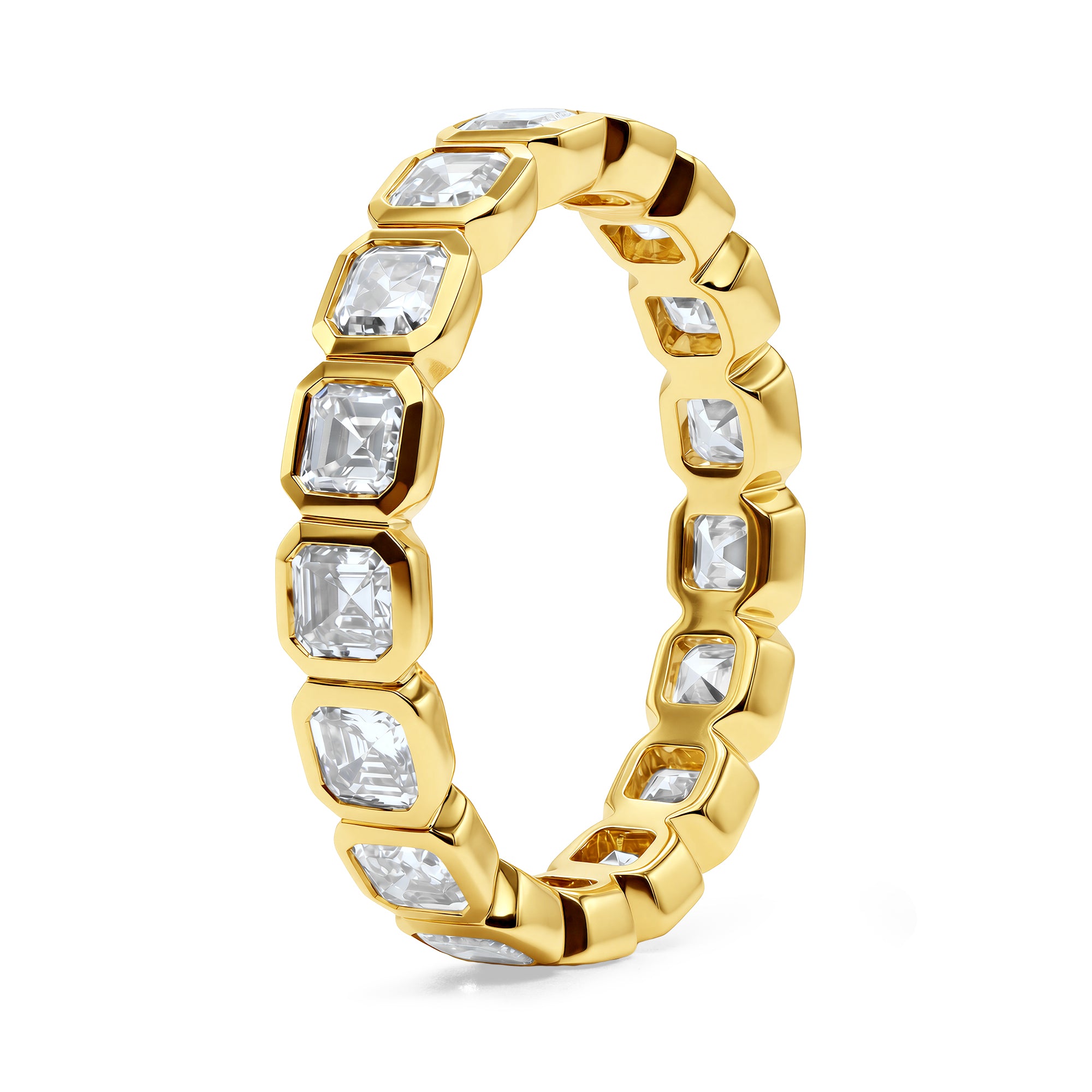 Bezel Set Asscher Diamond Eternity Band