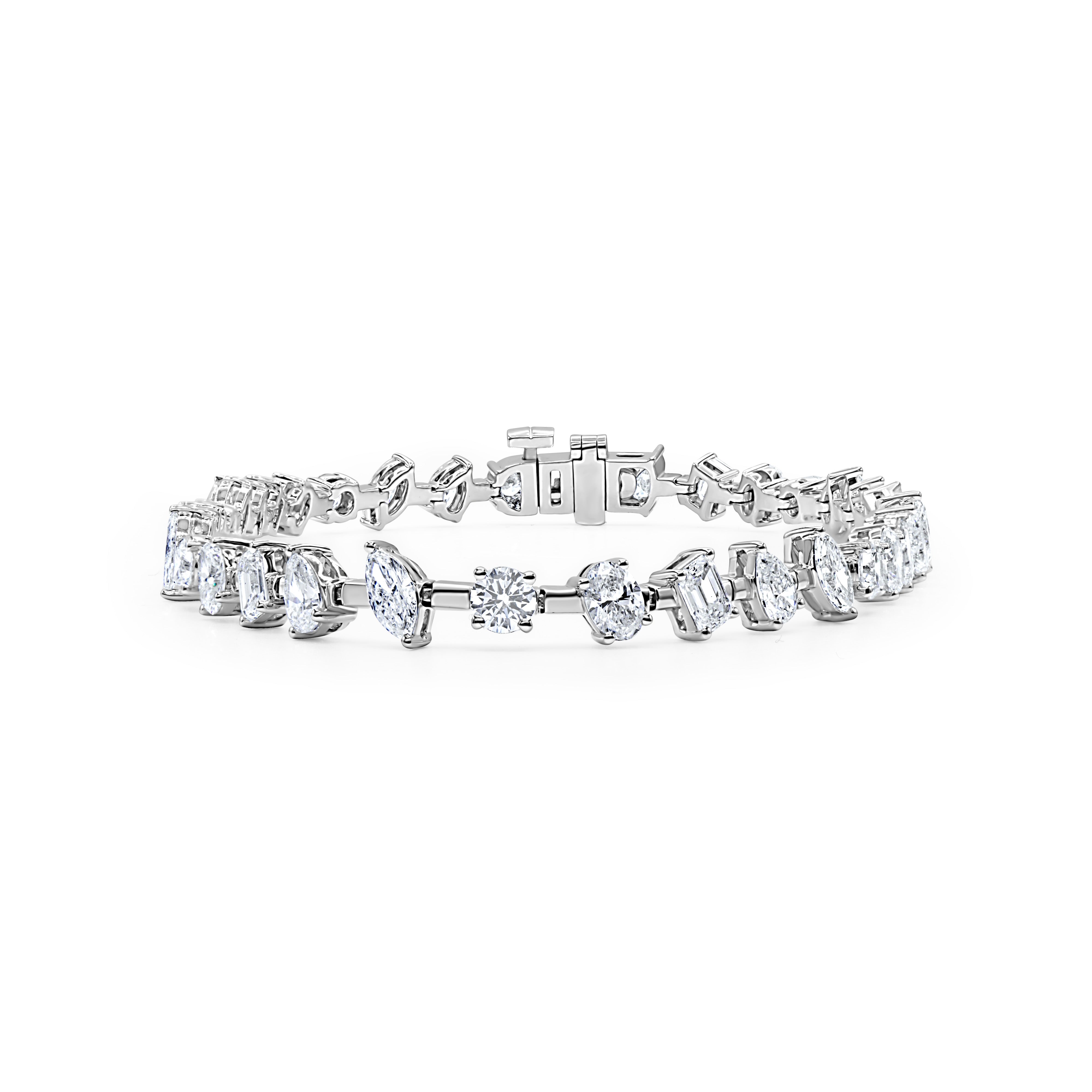 Lab Grown Petite Multi-Shape Diamond Tennis Bracelet