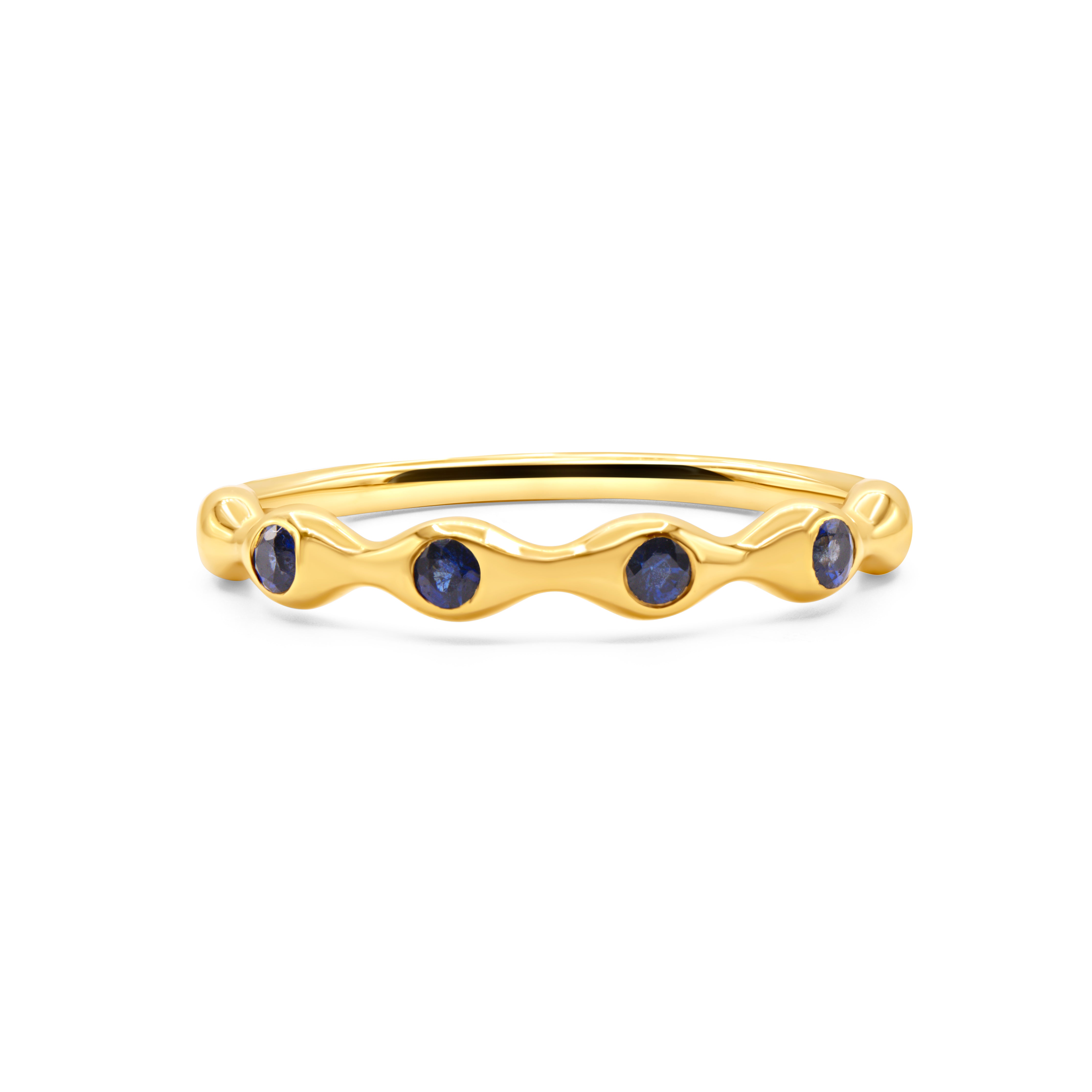 18K Curvy Blue Sapphire Inlay Ring
