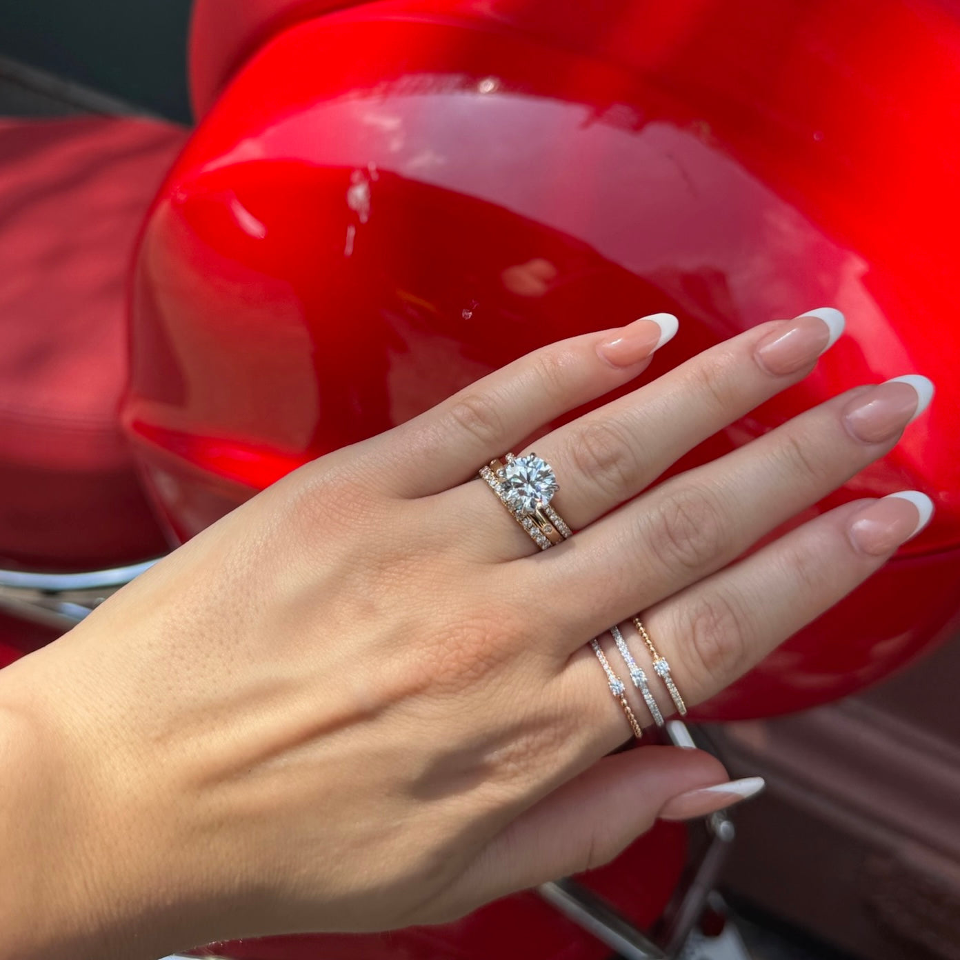 Tri-Color Gold Diamond Row Ring