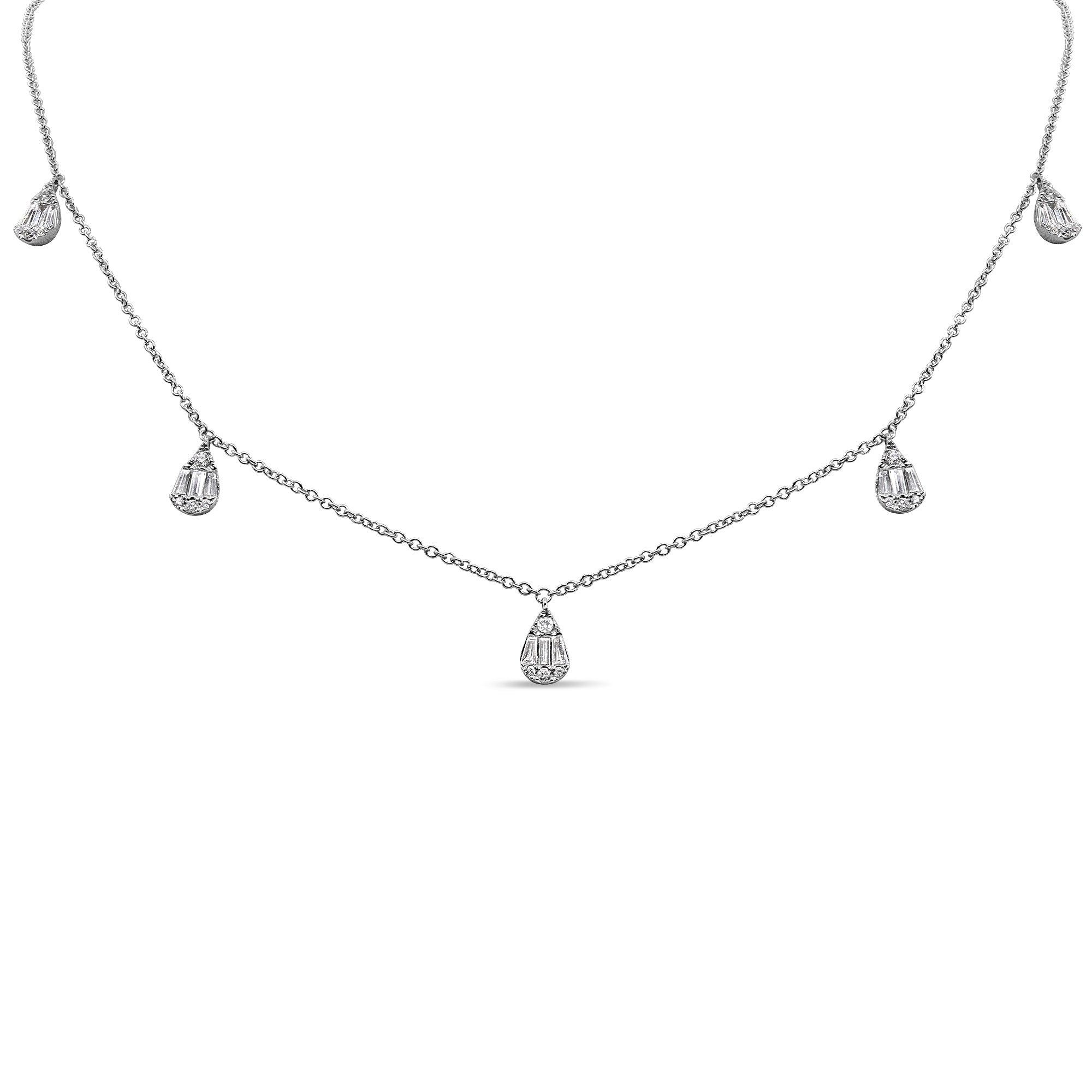 Cluster Pear Diamond Drops Necklace
