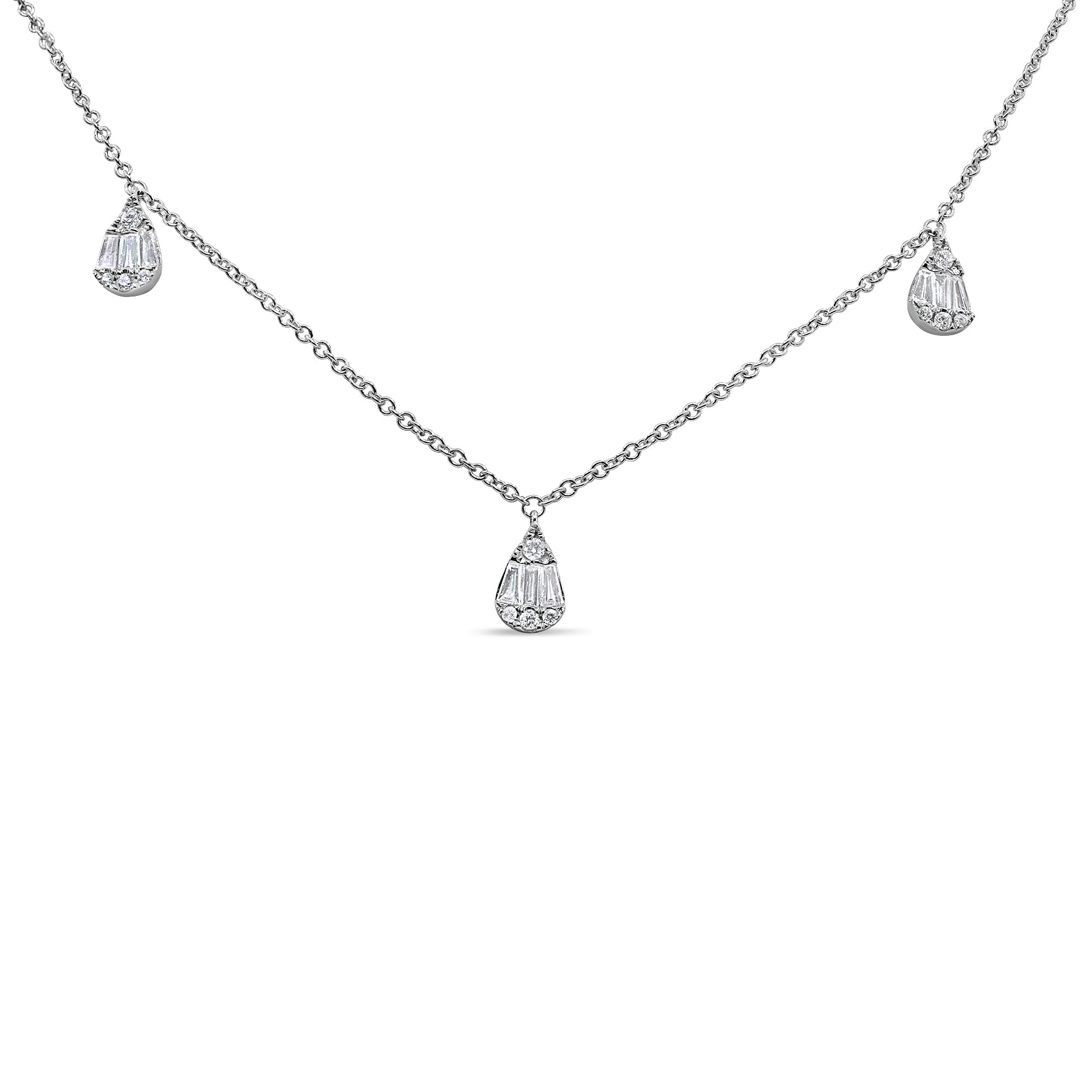 Cluster Pear Diamond Drops Necklace