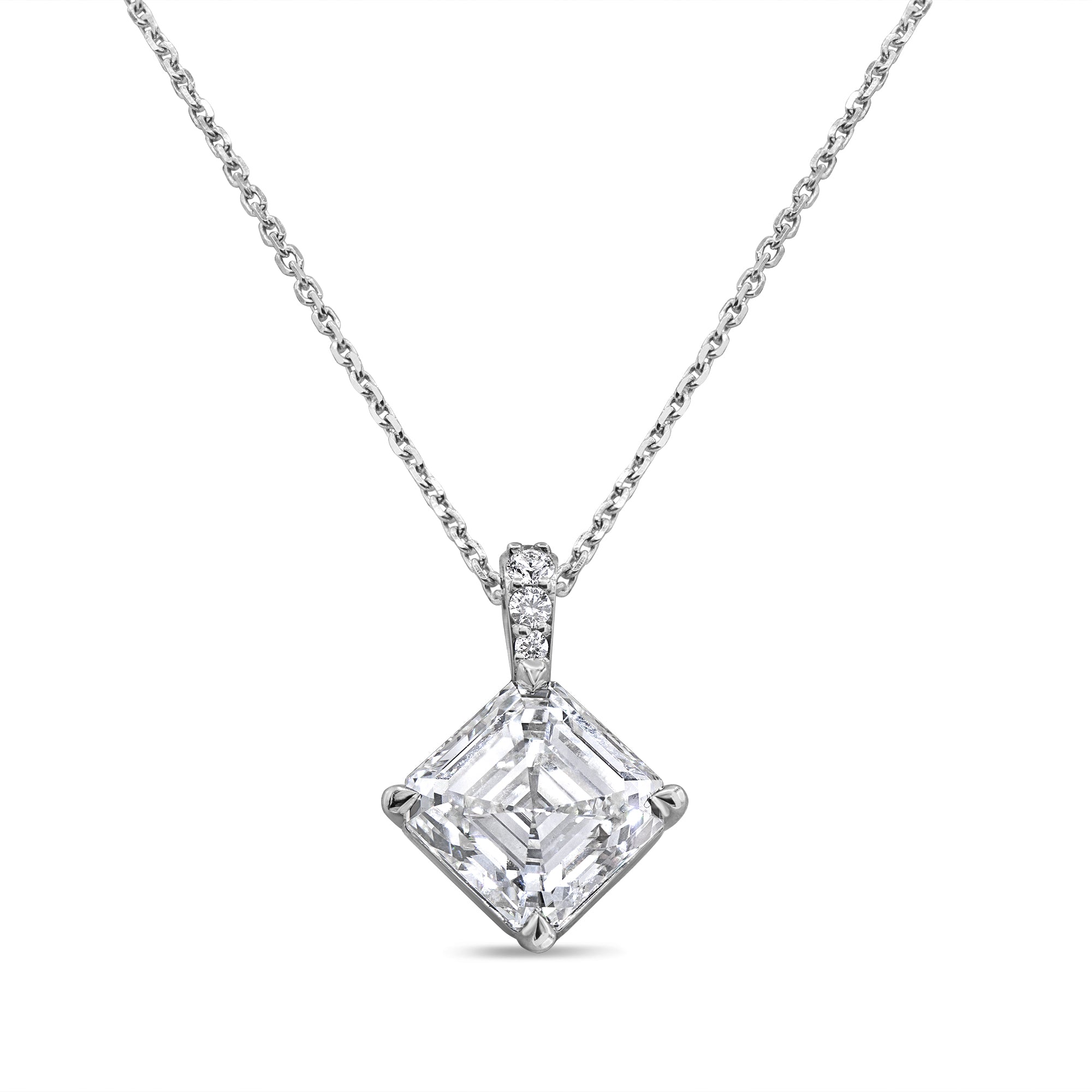 Single Stone Asscher Cut Diamond Pendant