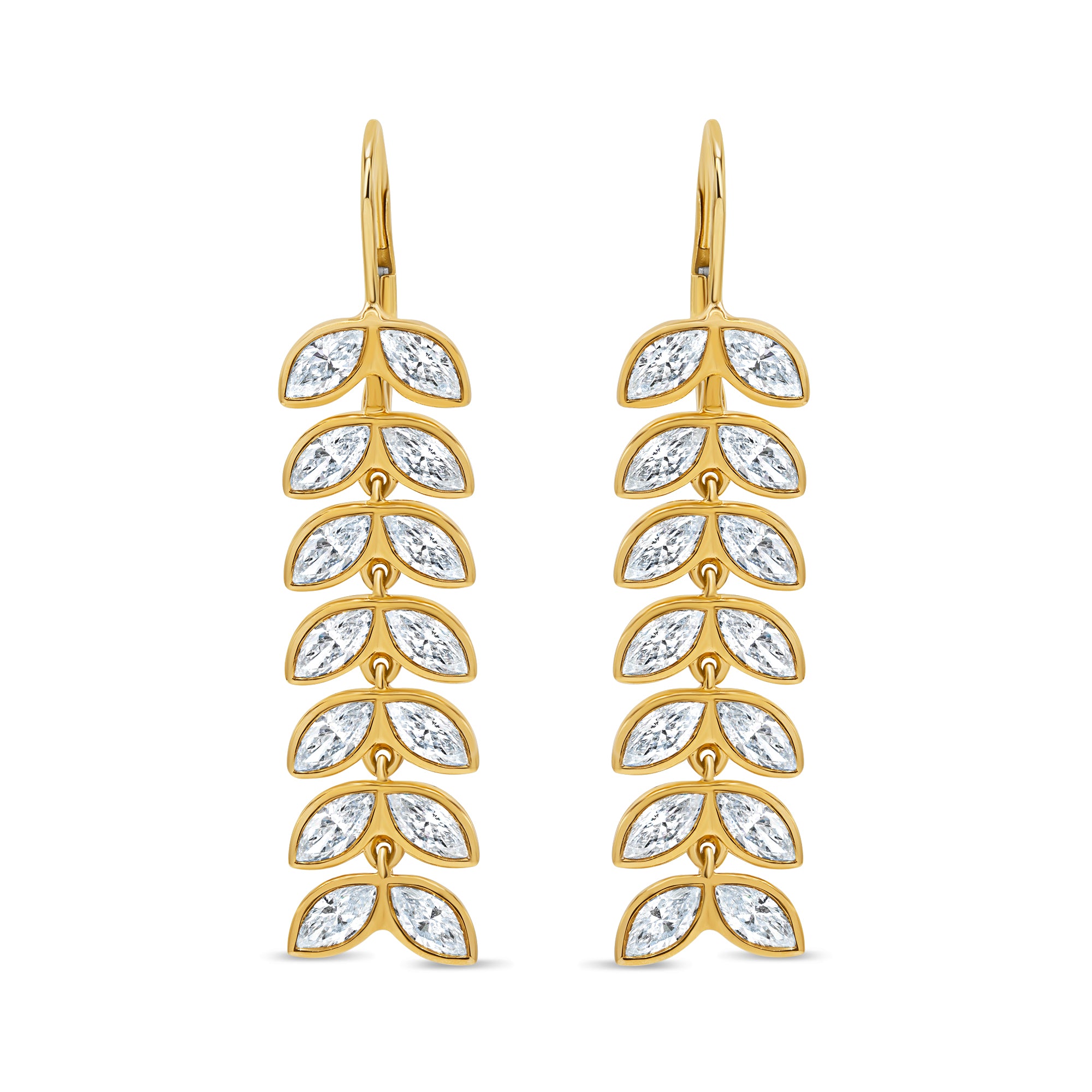 Diamond Leaf Drop Earrings