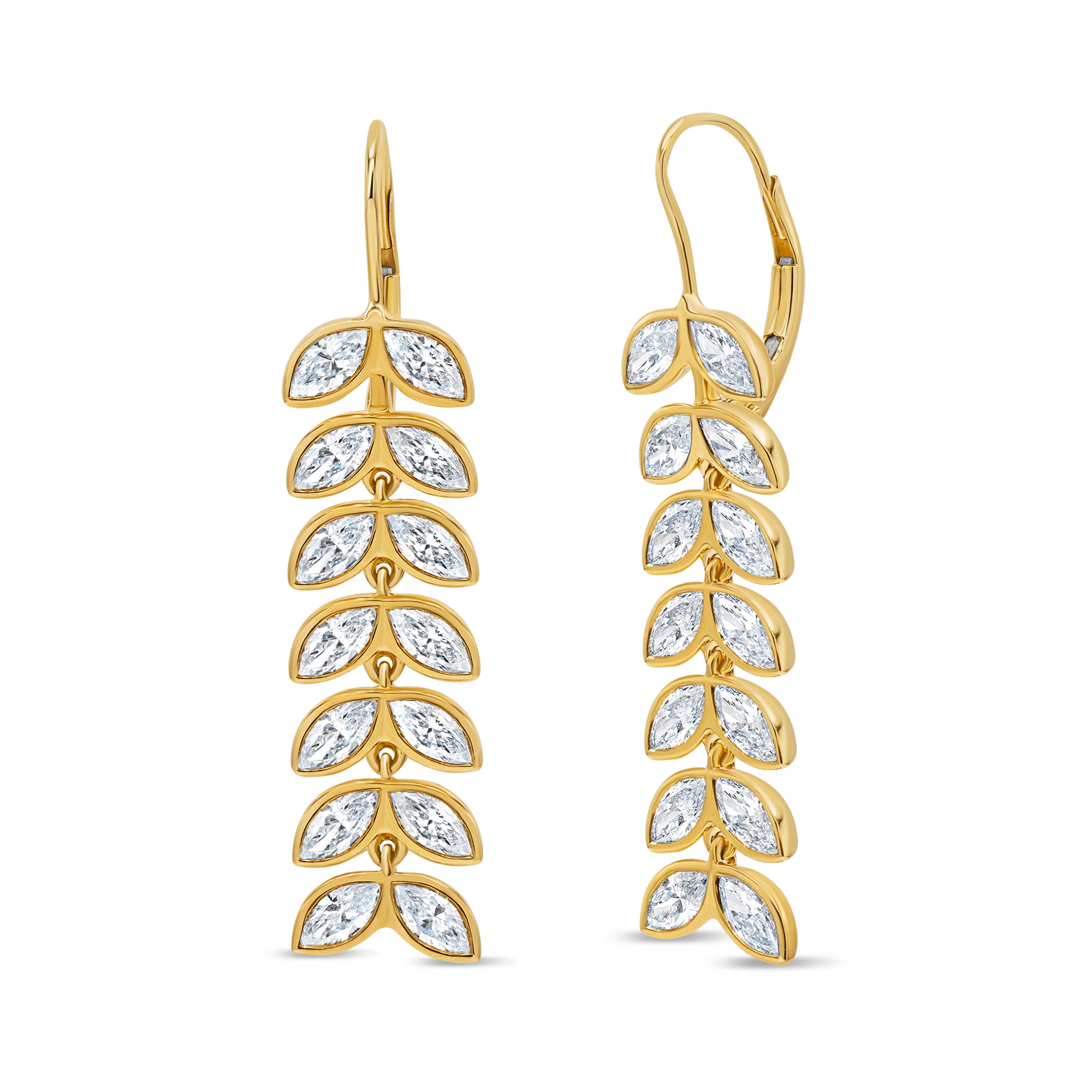 Diamond Leaf Drop Earrings