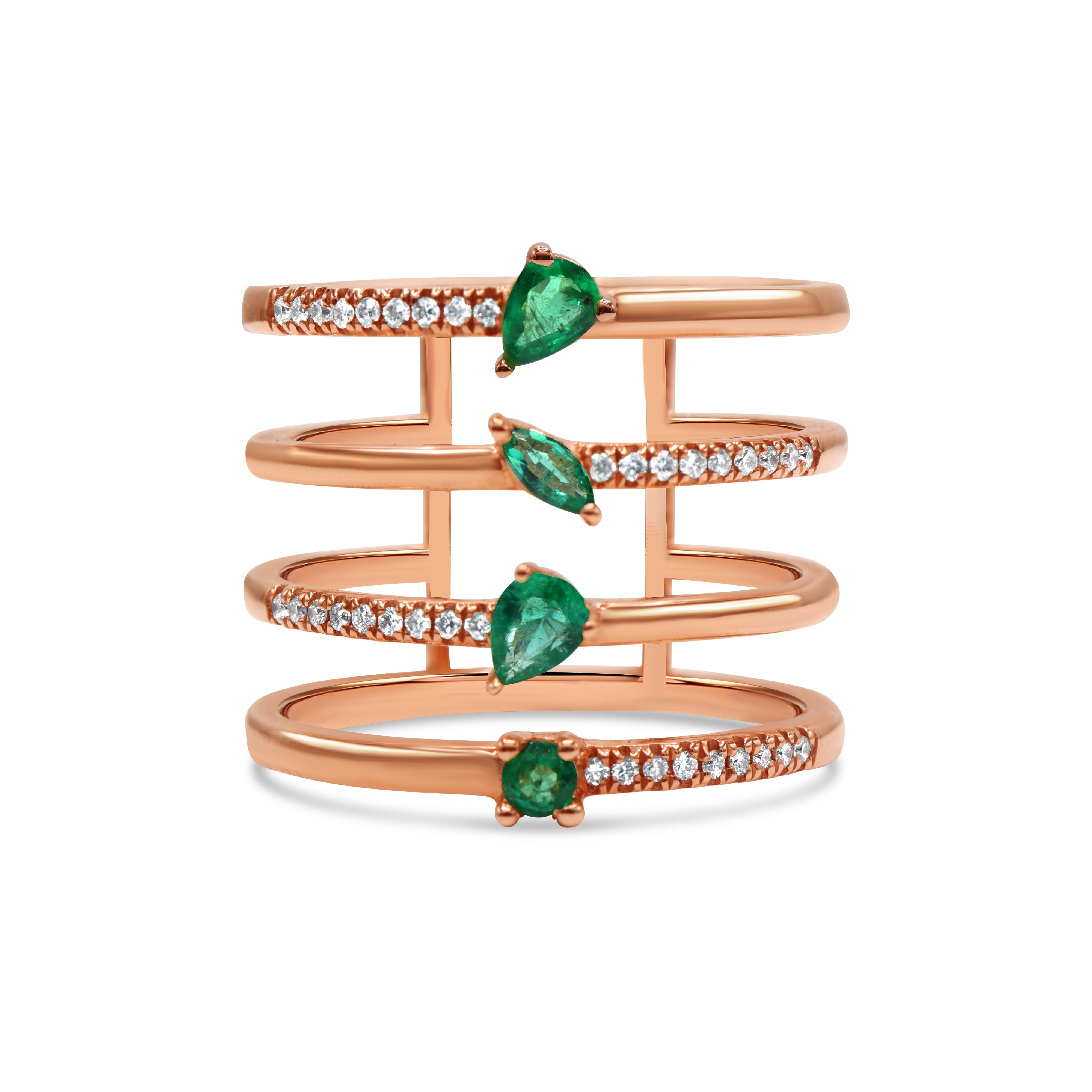 Multi-Shape Green Emerald Ring