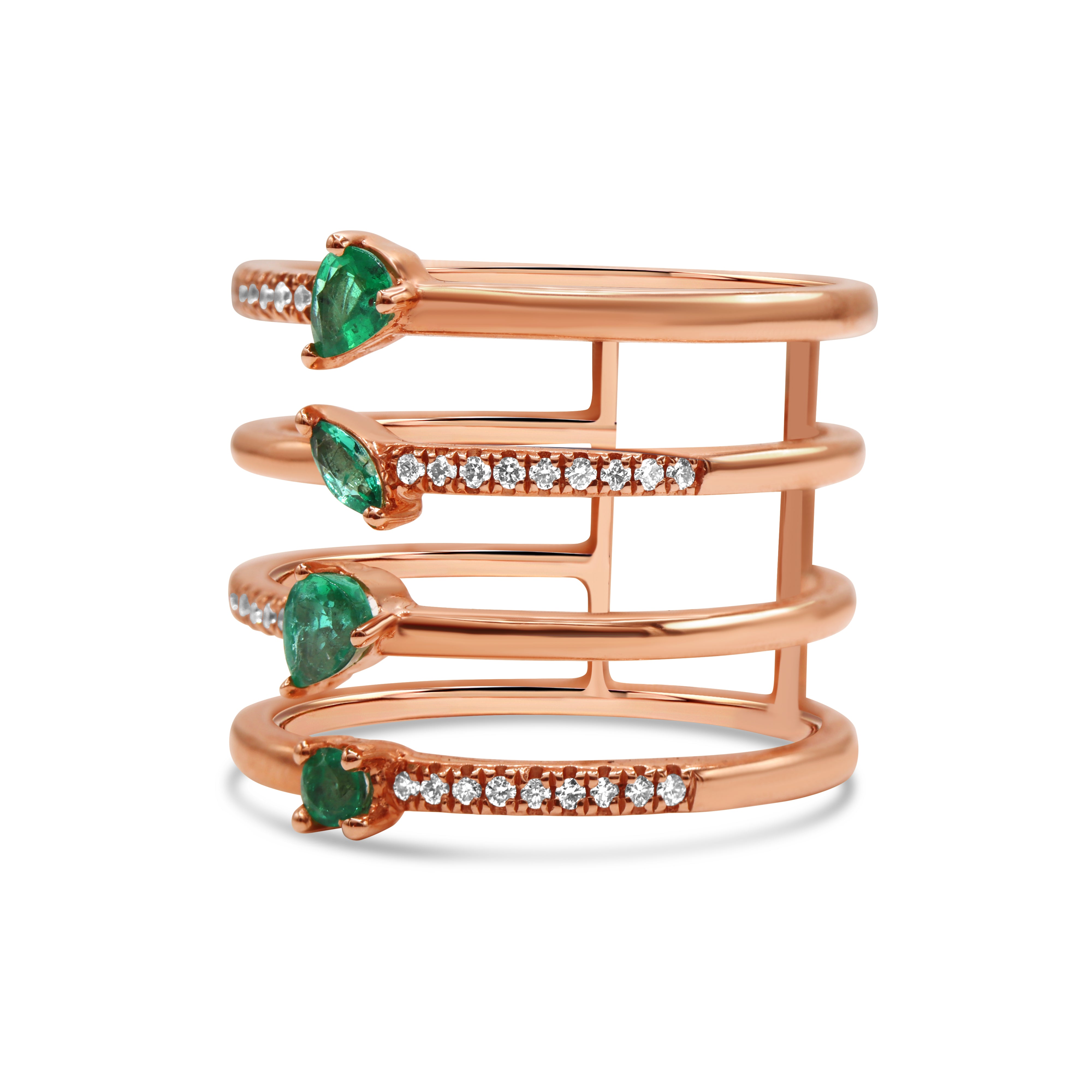 Multi-Shape Green Emerald Ring