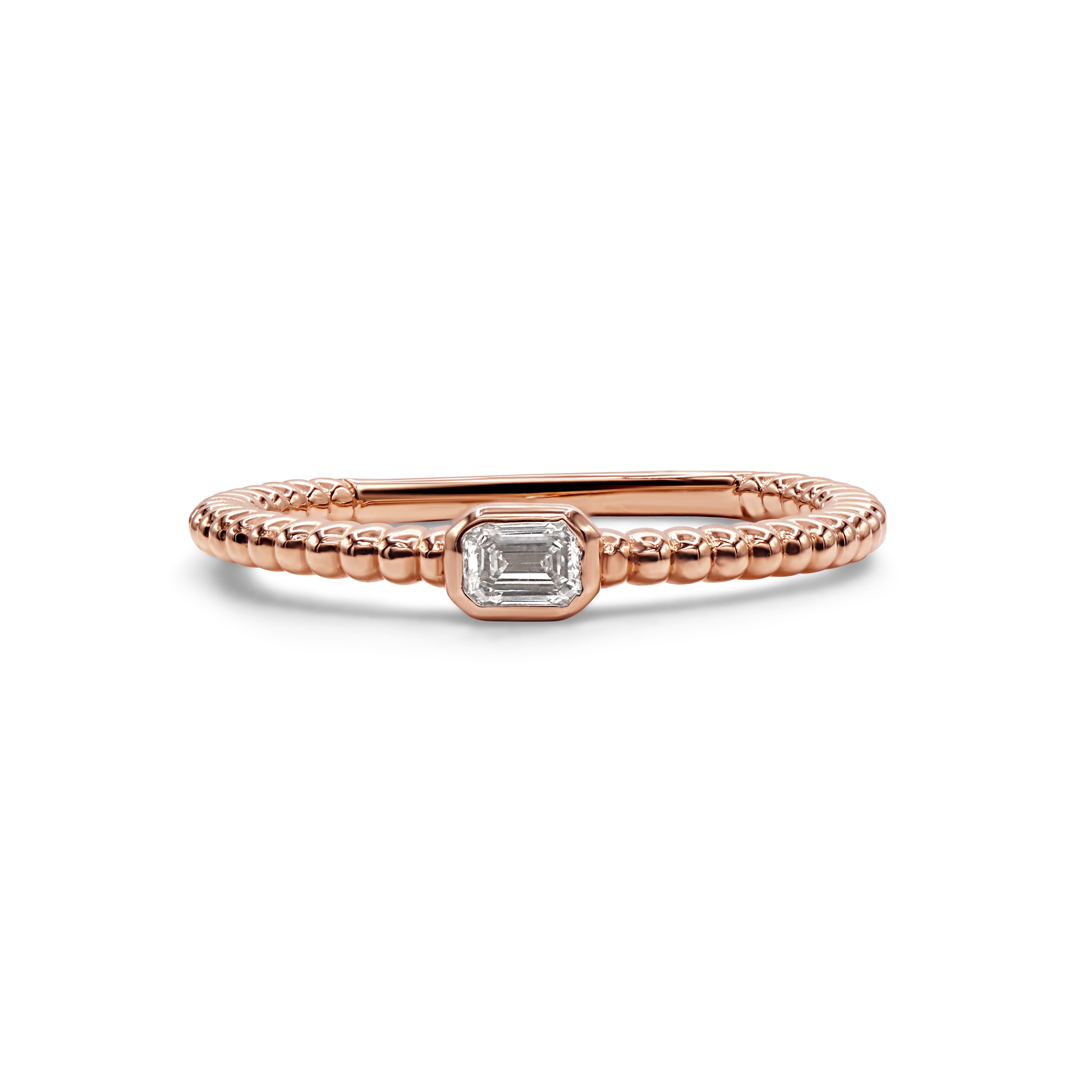 East West Emerald Cut Diamond Bezel Ring
