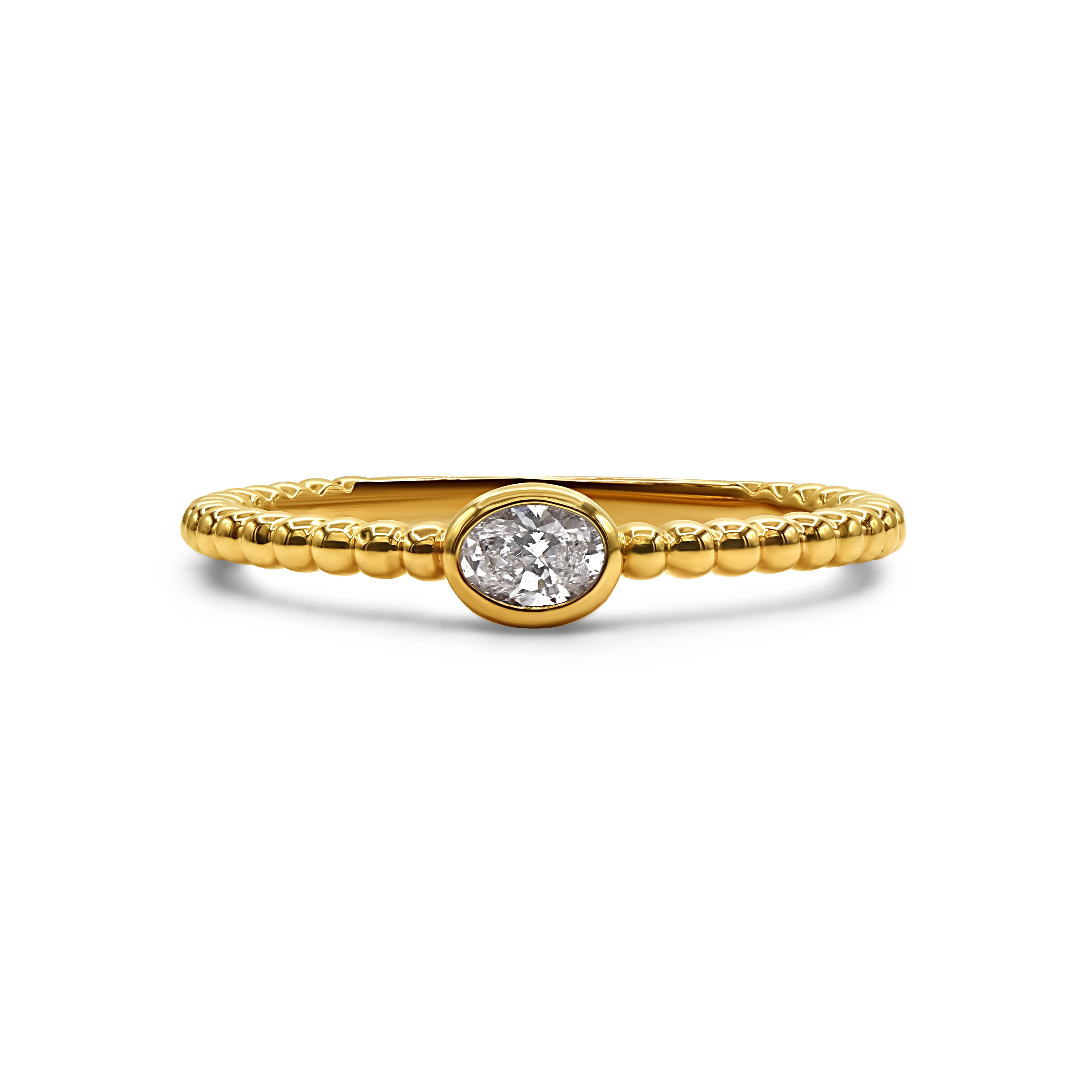 East West Oval Diamond Bezel Ring