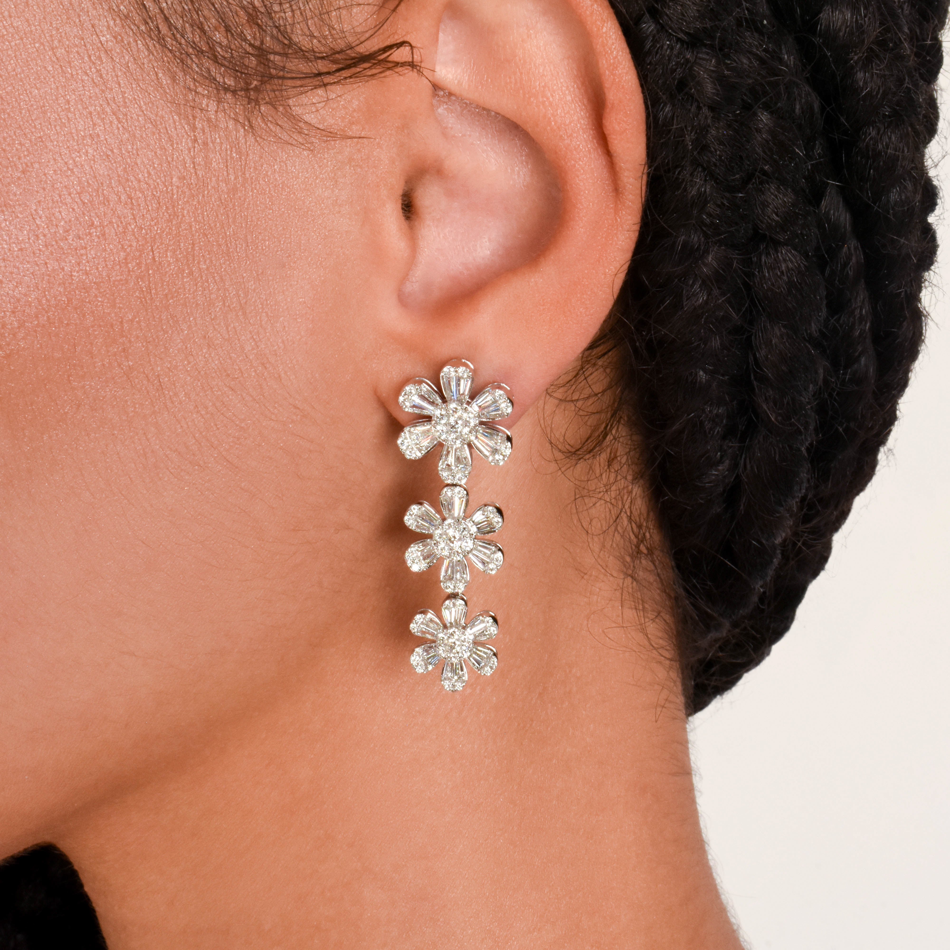 The Three Flower Drop Earring