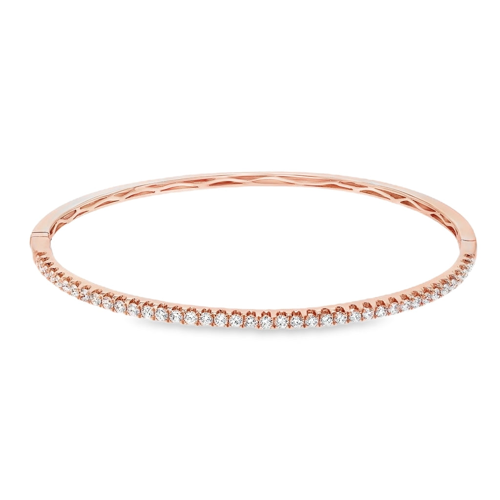 Elegant diamond bangle available in yellow, white, or rose gold with approximately 1.00 to 3.00 carats of diamonds.